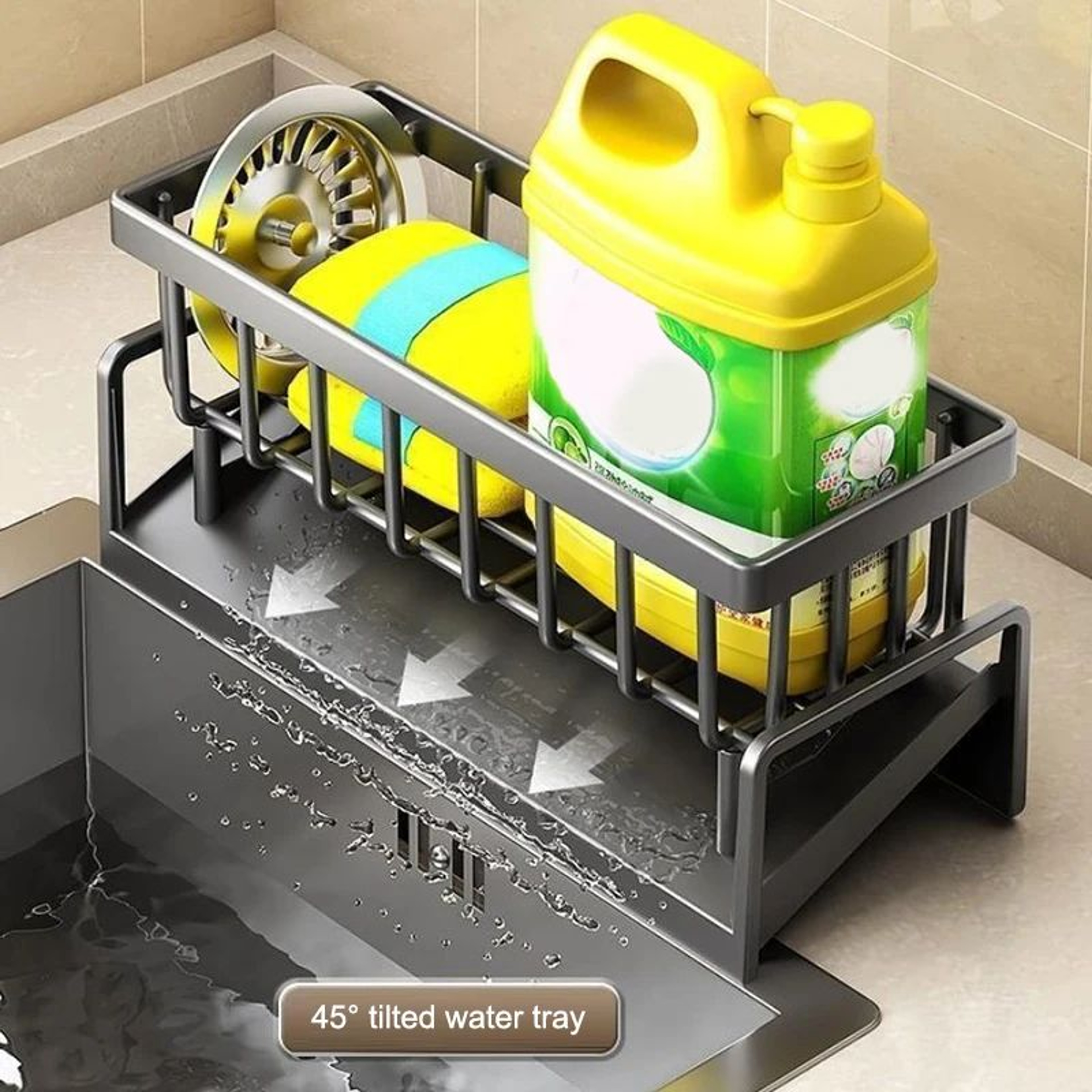 Sponge Drainer Rack  Stainless Steel Kitchen Sink Caddy Soap Holder Organizer For Bathroom  Kitchen 1