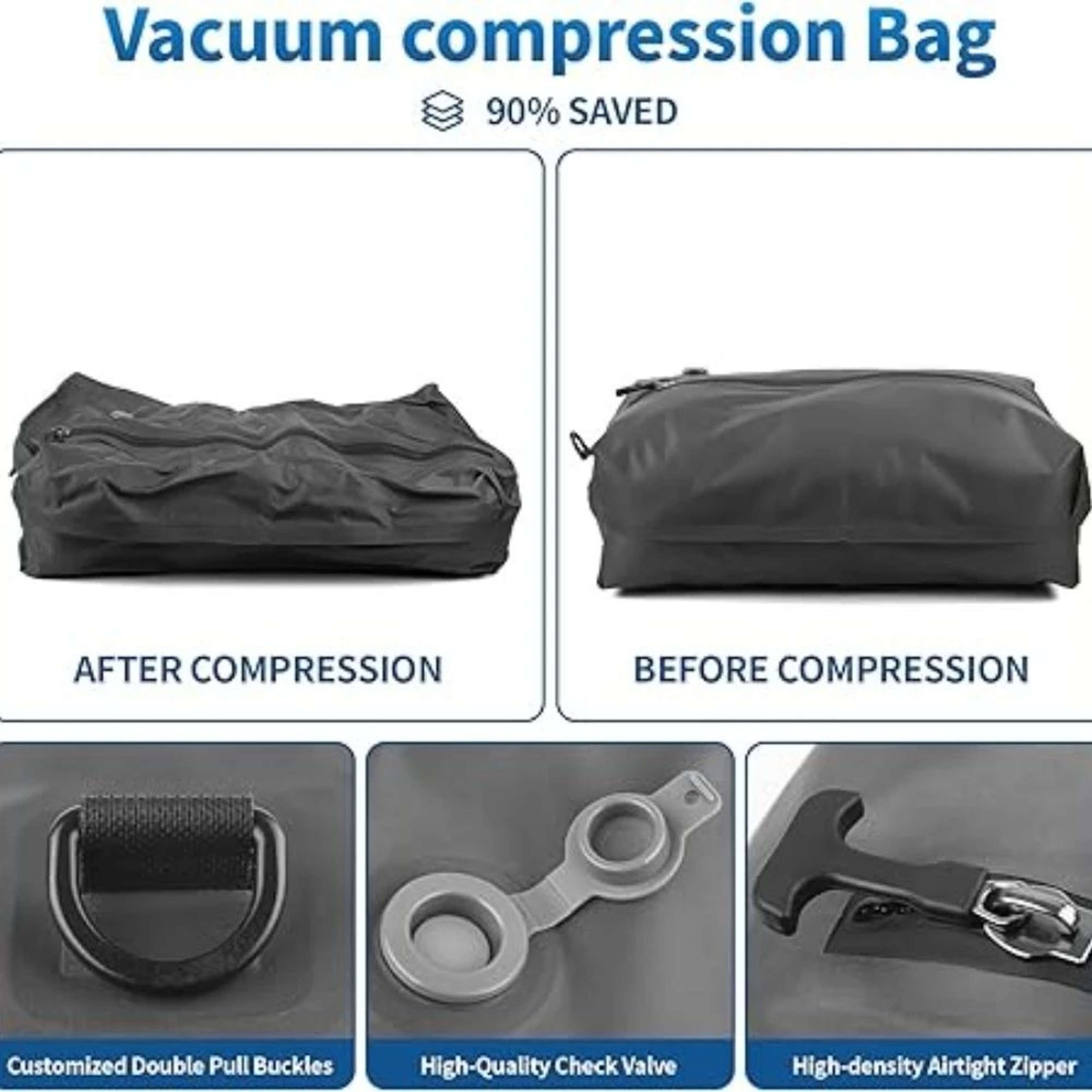 Travel Vacuum Compression Storage Bags  Reusable Space Saving Seal Bags For Luggage Backpacks  Clot 5