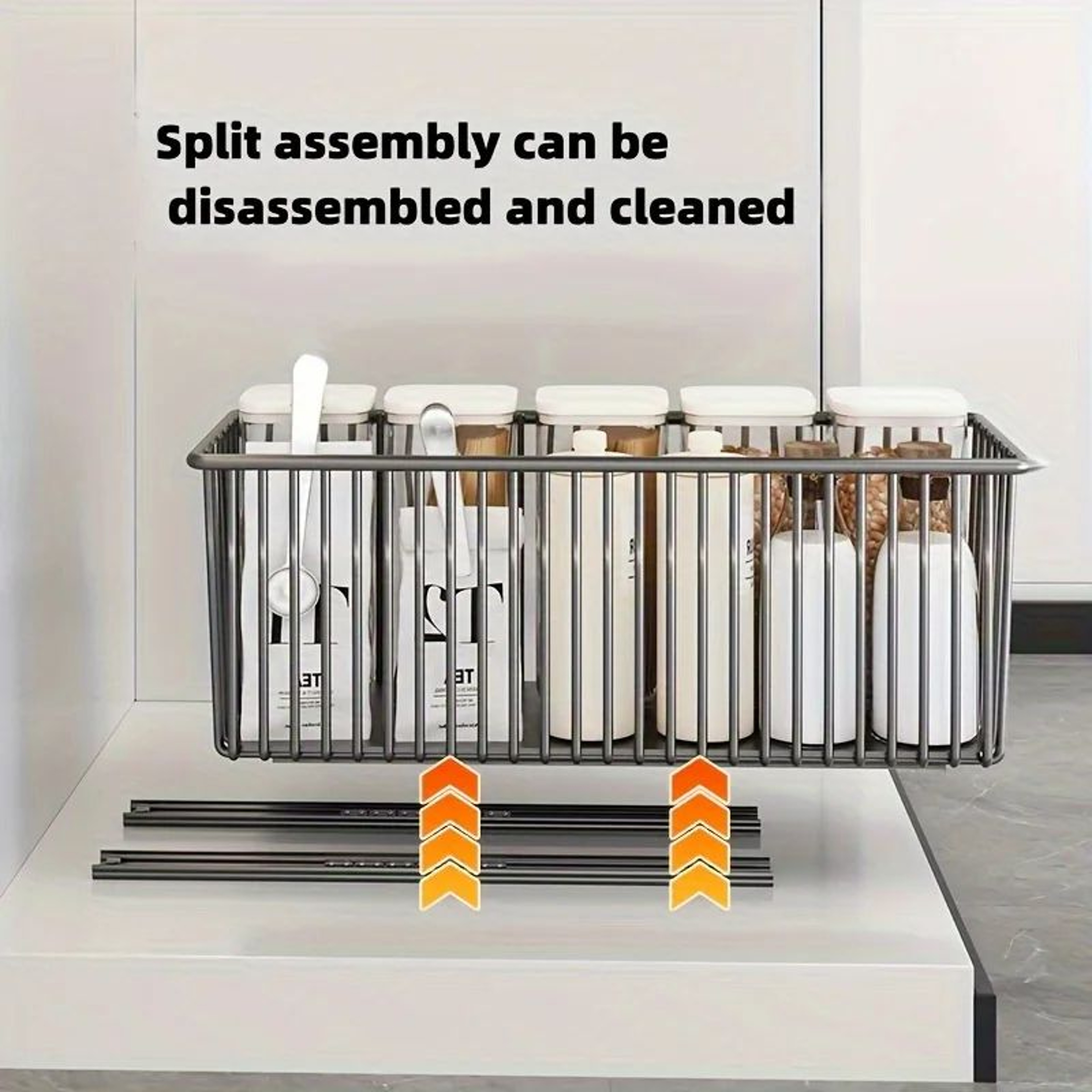 PullOut Cabinet Organizer Basket  Sliding Under Sink Storage Drawer Rack For Kitchen Cabinets Sideb 1