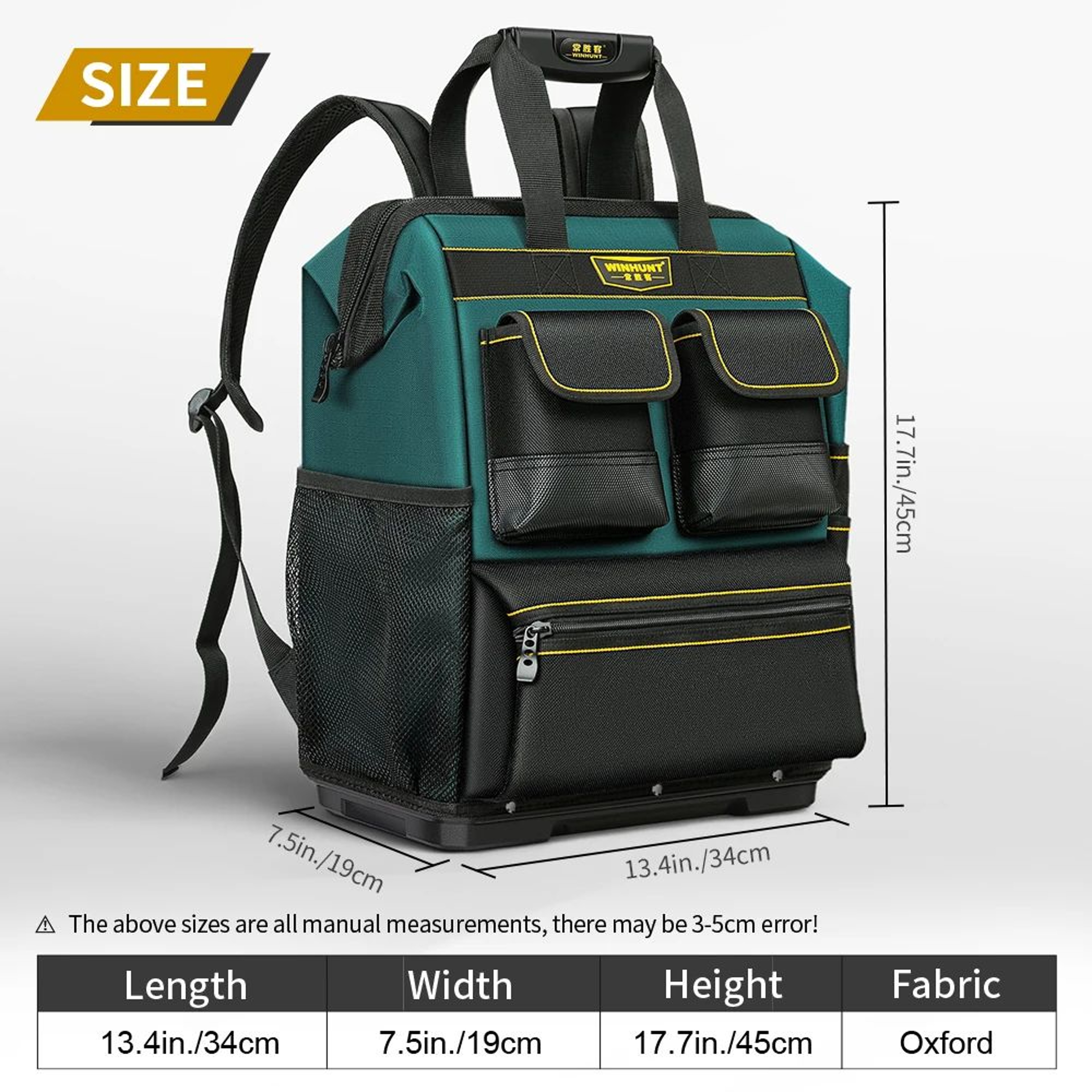 Heavy Duty Tool Backpack  Large Capacity MultiPocket Oxford Cloth Tool Storage Backpack With Rubber 6