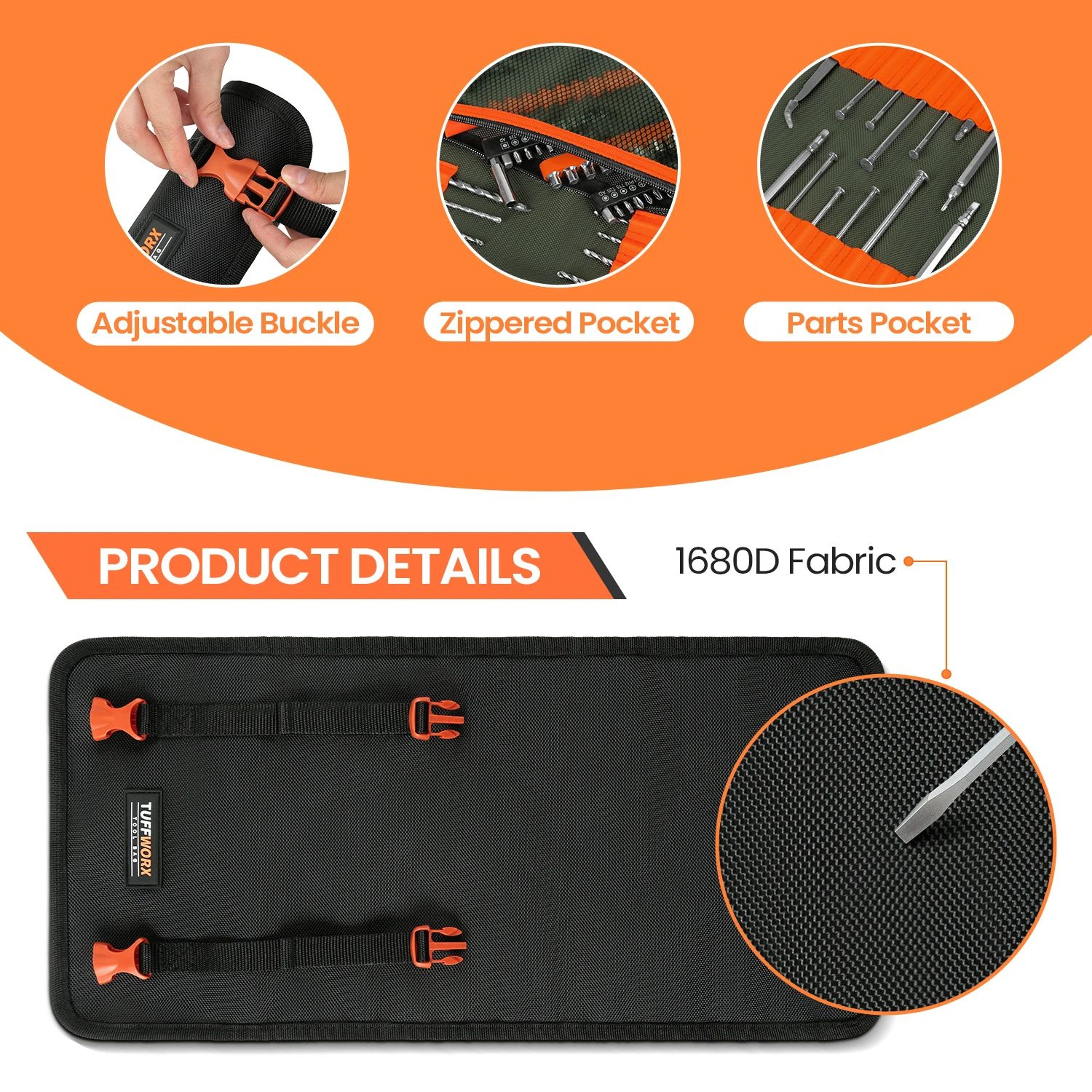 HeavyDuty Tool Roll Up Bag  Portable Foldable Oxford Cloth Tool Organizer For Men Mechanics  Electr 5
