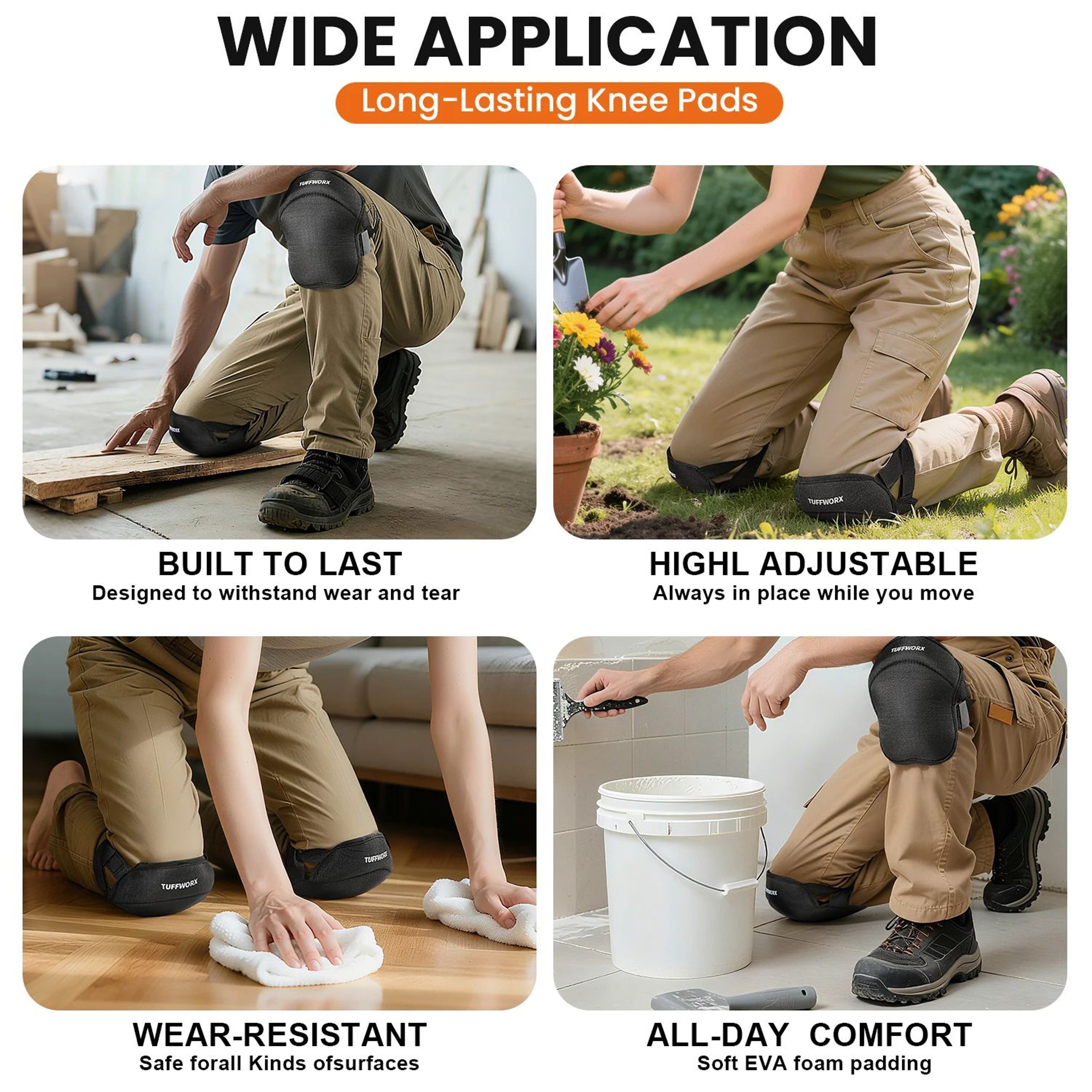 HeavyDuty Flooring Knee Pads  Adjustable Soft Foam Work Knee Pads With Strong Straps For Gardening  5