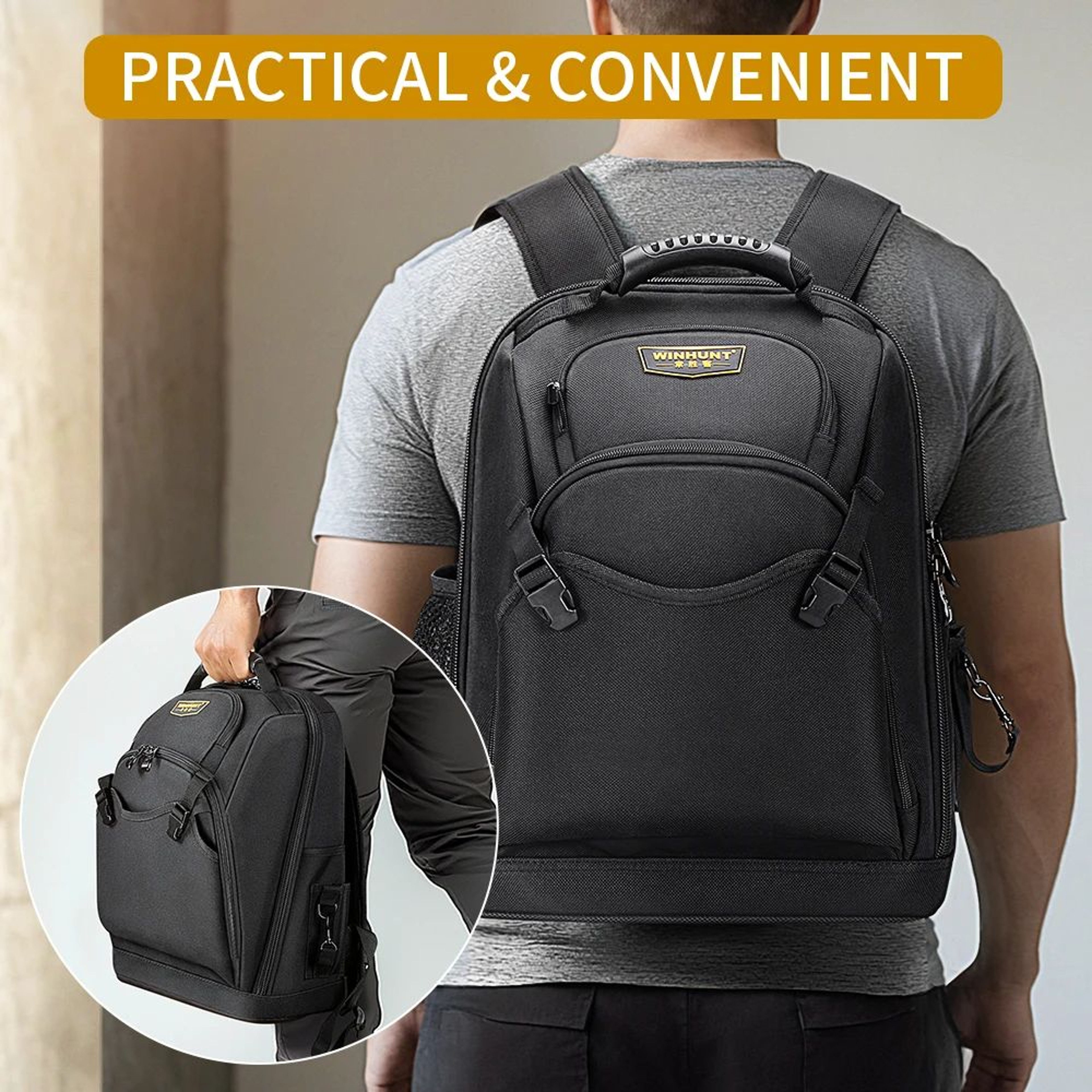 WINHUNT HeavyDuty Shoulder Tool Bag  18 In MultiFunctional Oxford Cloth Tool Organizer With Padded  2