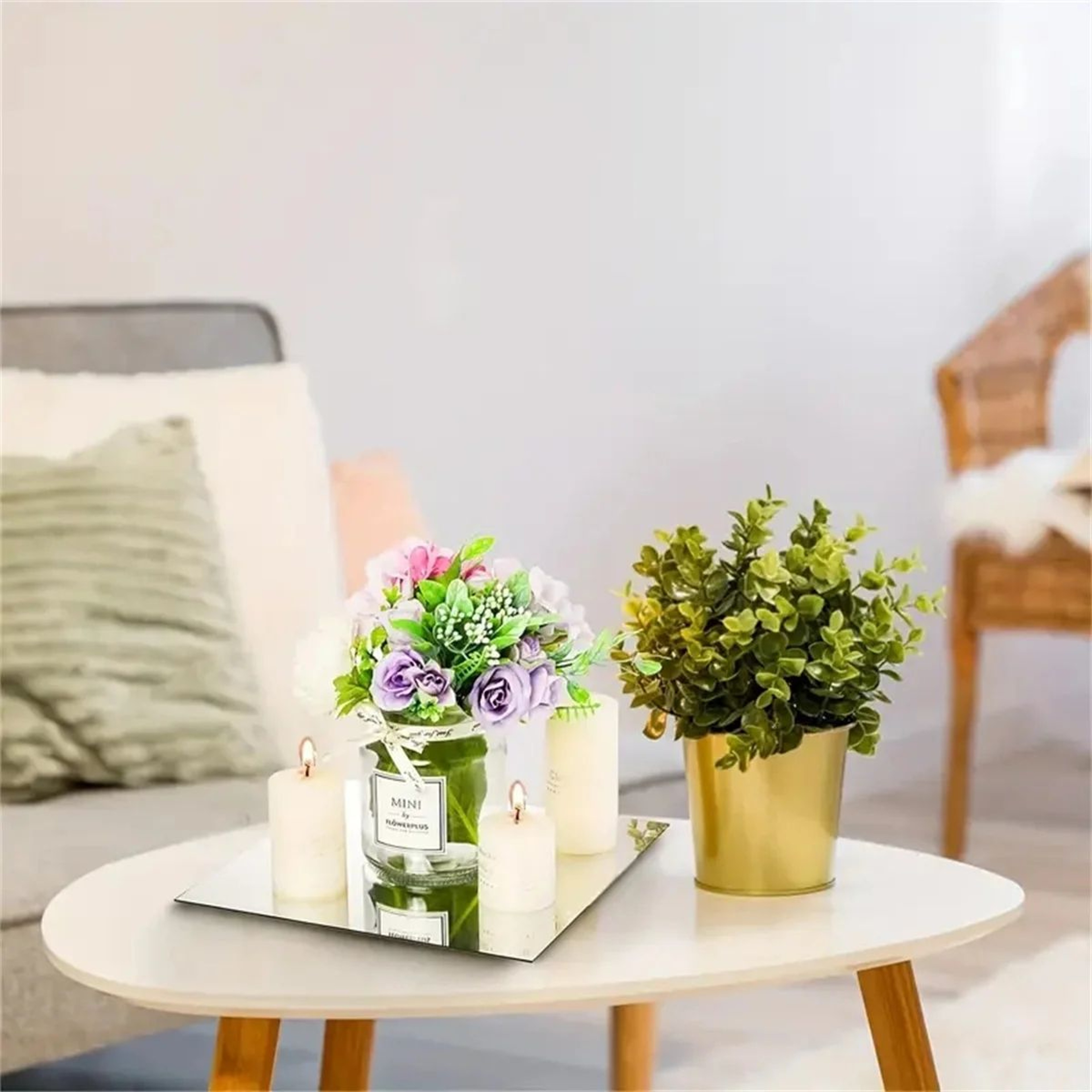 Elegant Acrylic Square Mirror Tray Set  Decorative Table Centerpiece For Weddings Bridal Showers Bi 3