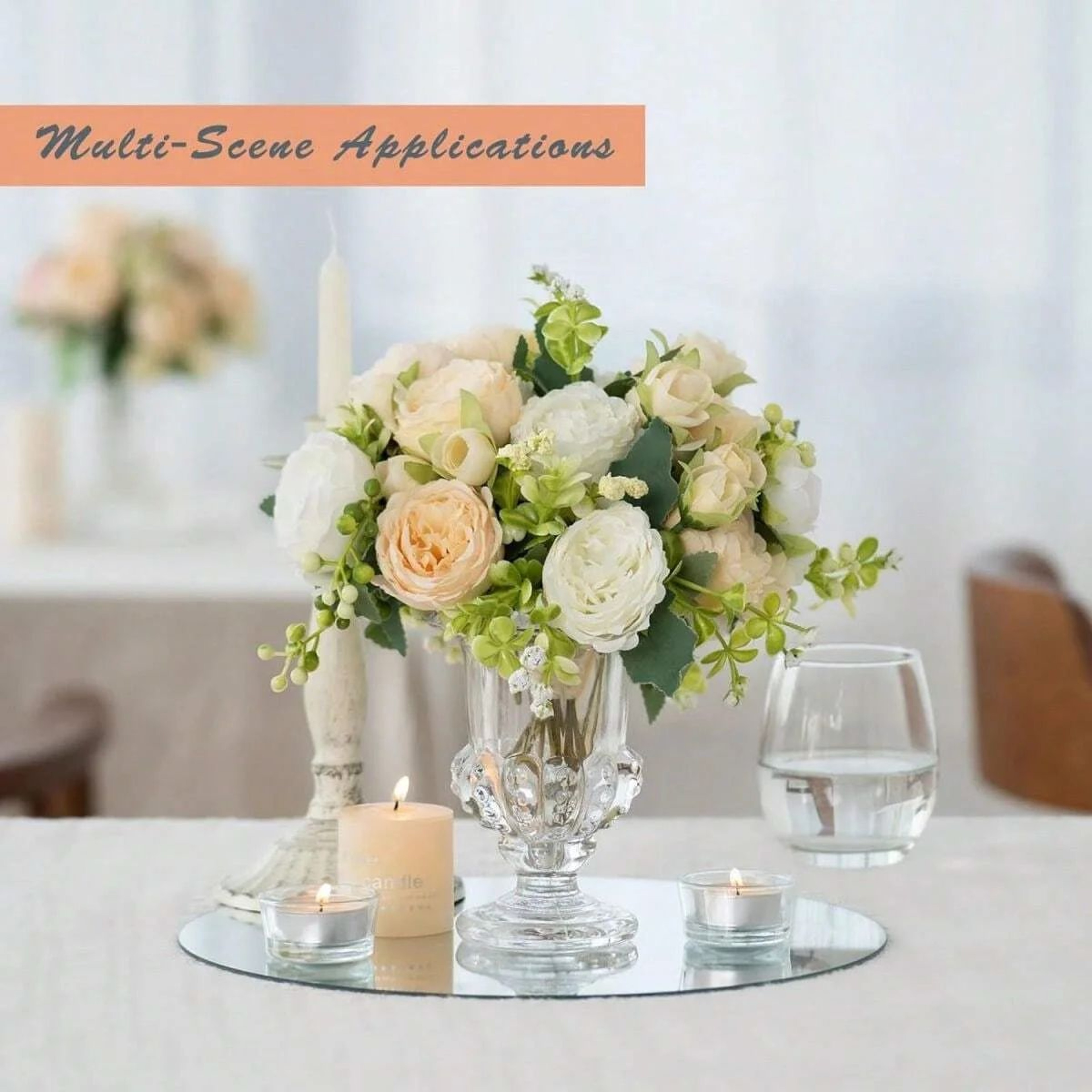 6 Pcs Acrylic Round Mirror Trays  Decorative Circle Mirror Centerpieces For Wedding Tables Candles  4