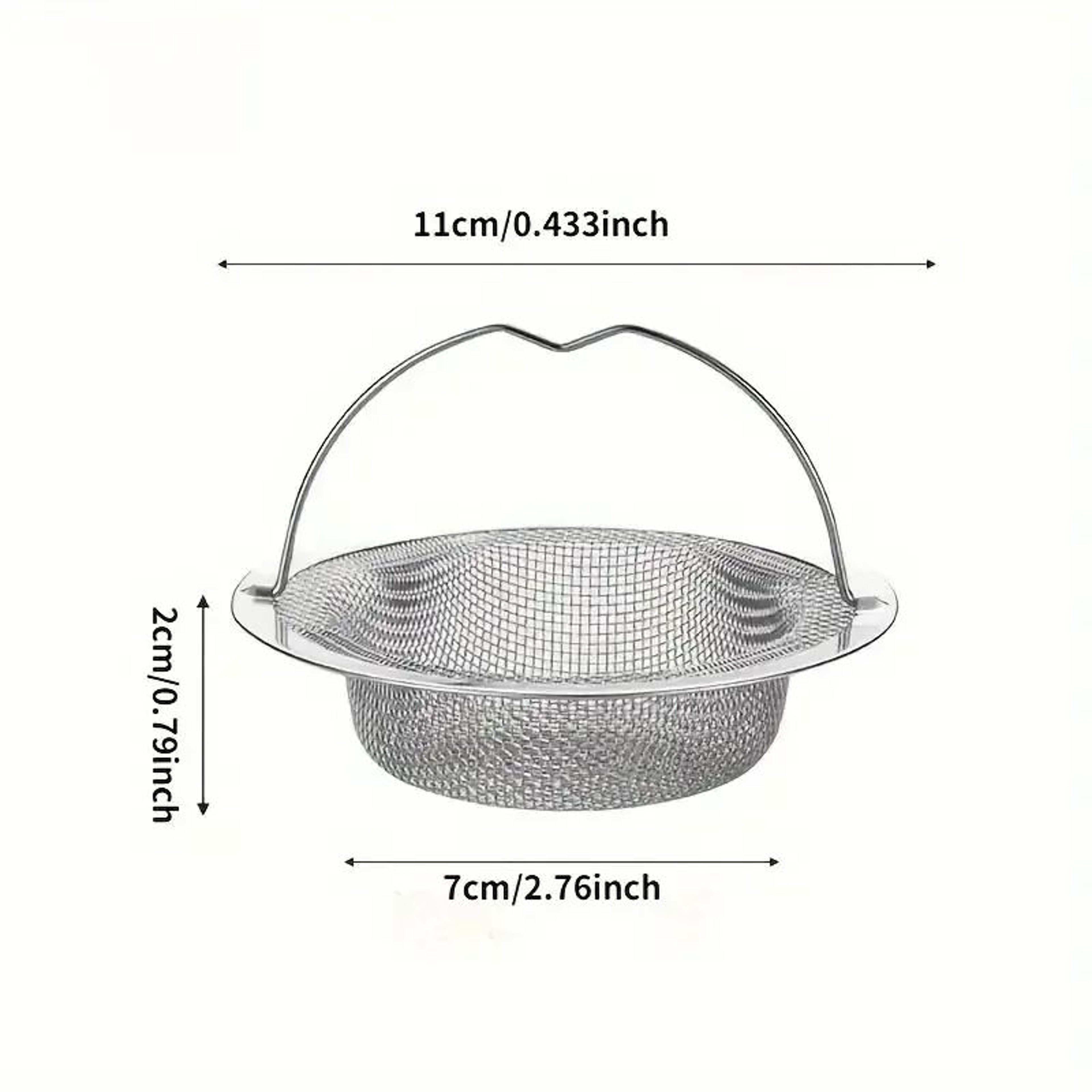 Kitchen Sink Strainer With Handle  Stopper  Stainless Steel Mesh Drain Basket Filter For Food Waste