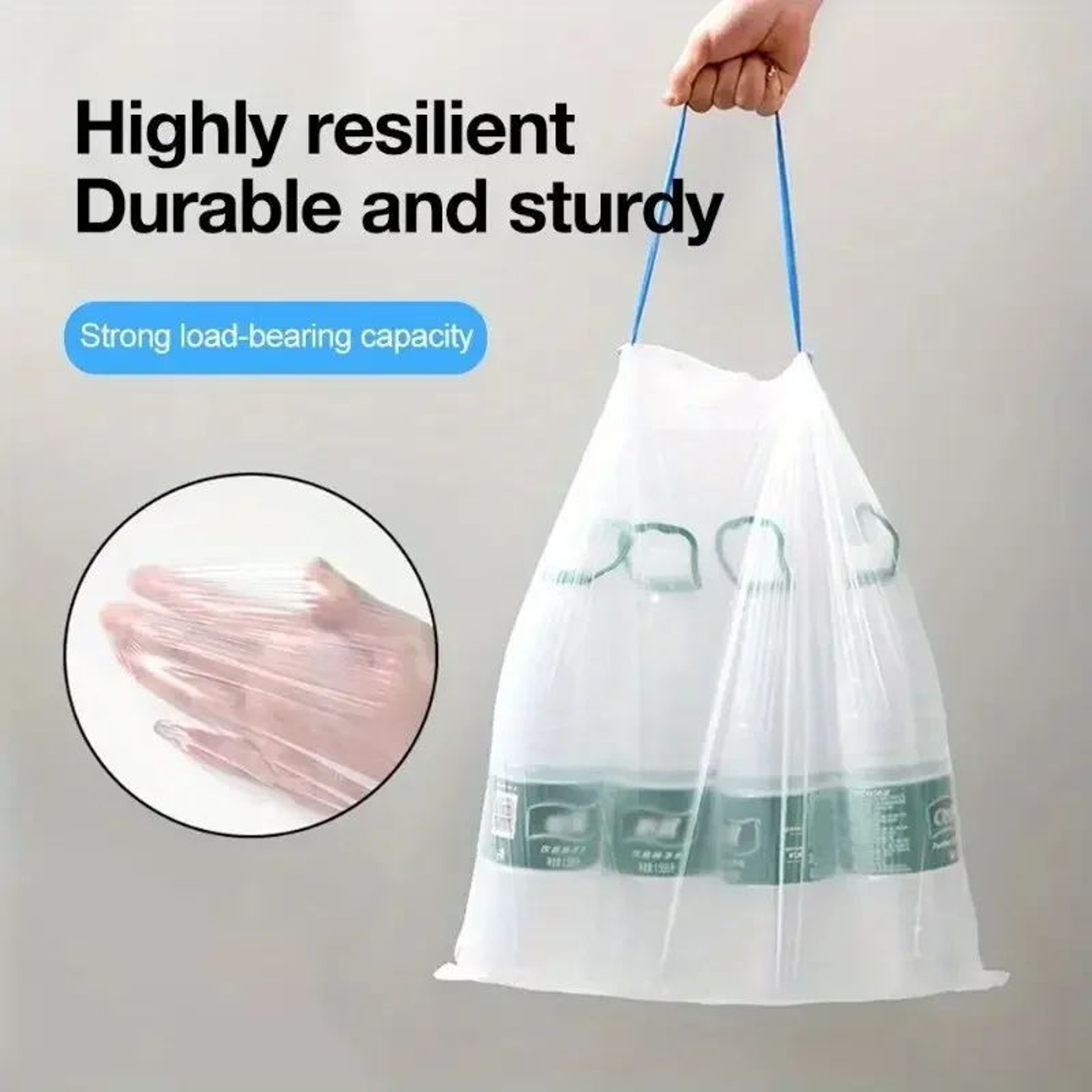 Drawstring Trash Bags  Thick HeavyDuty Kitchen Garbage Bags With Automatic Closure For Home Office  2