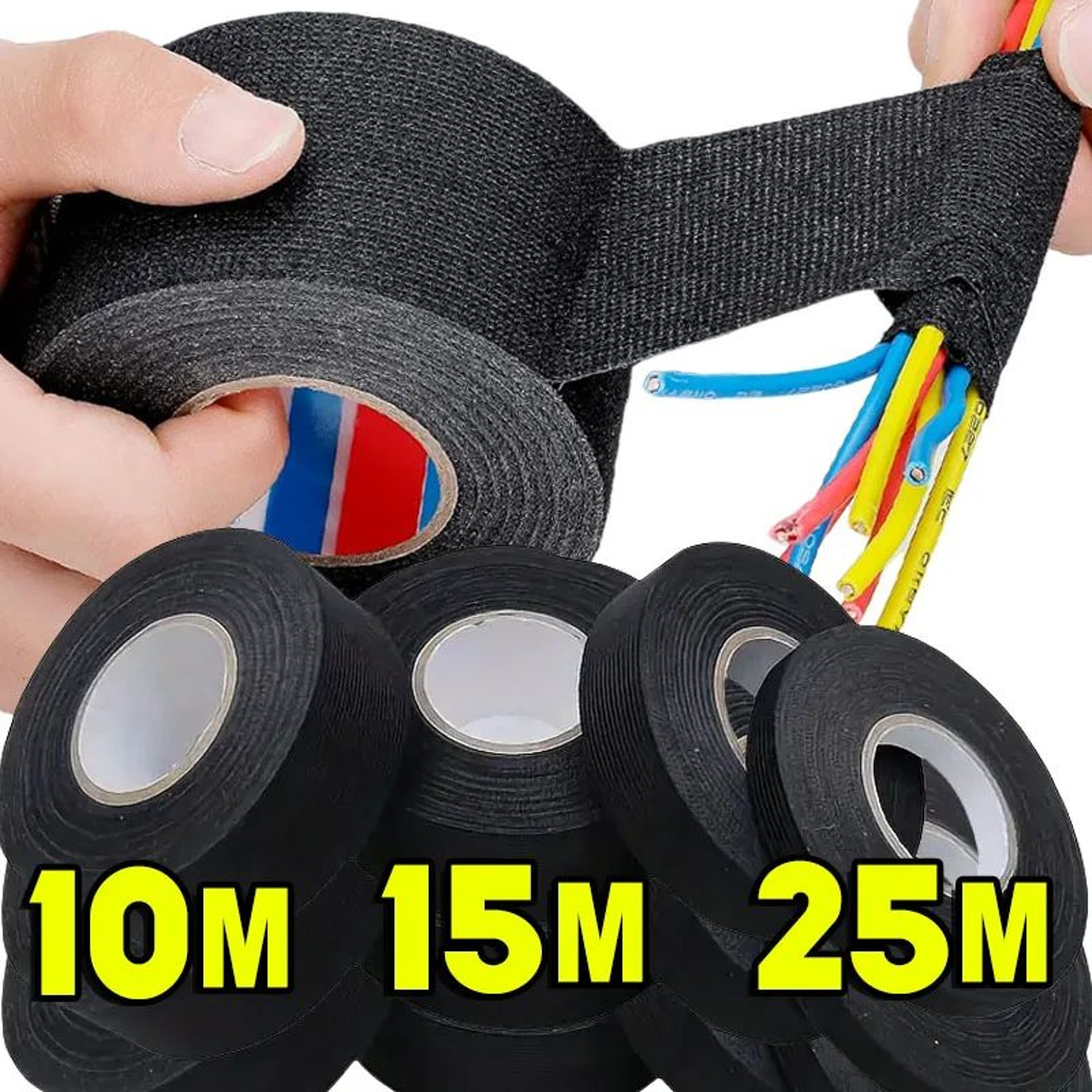 82 Ft HeatResistant Electrical Tape  Waterproof Fabric Wire Harness Wrap For Auto Wiring Cable Insu 6