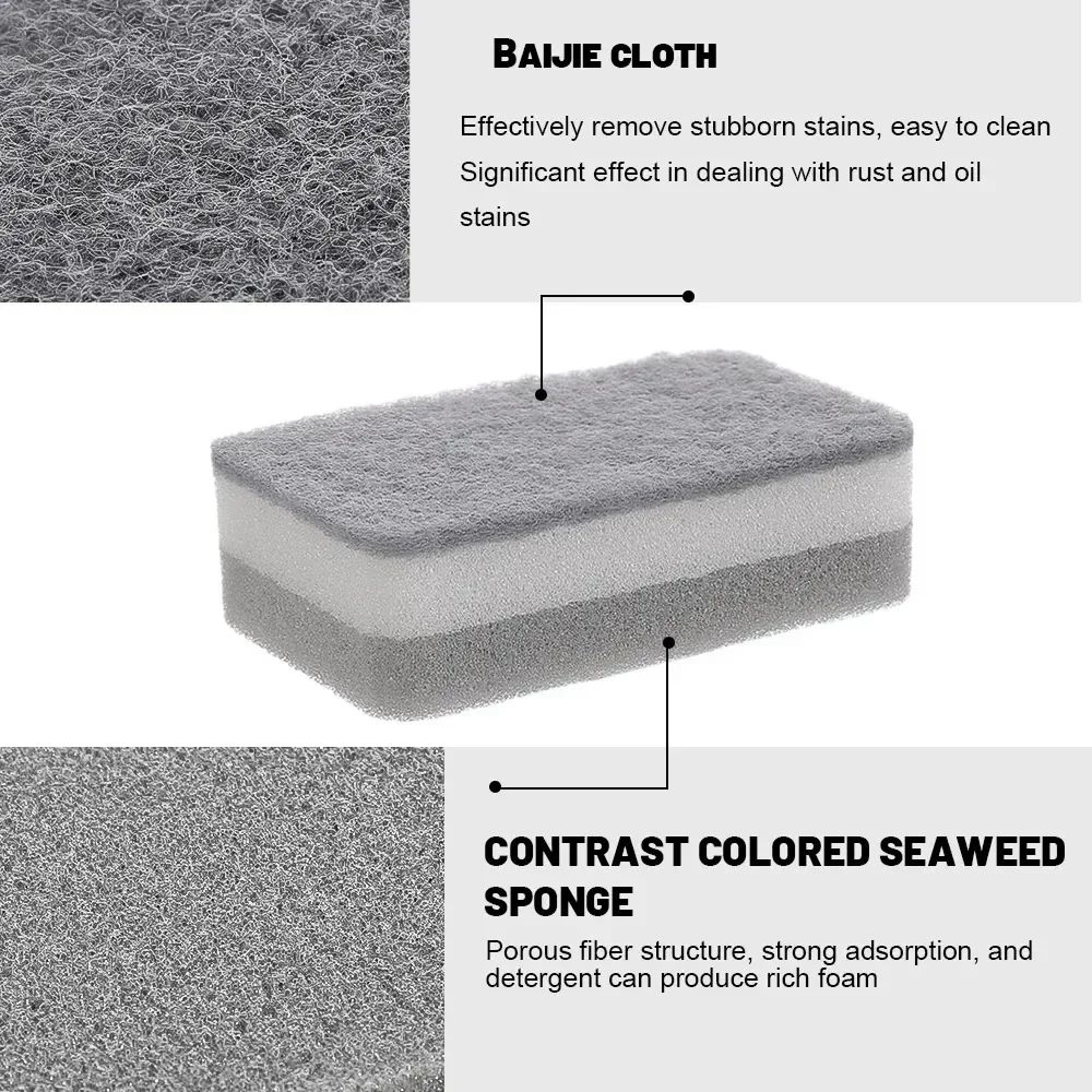Magic 3Layer Cleaning Sponge  Reusable Kitchen Scouring Pad For Pots Pans Dishes  Household Cleanin 5