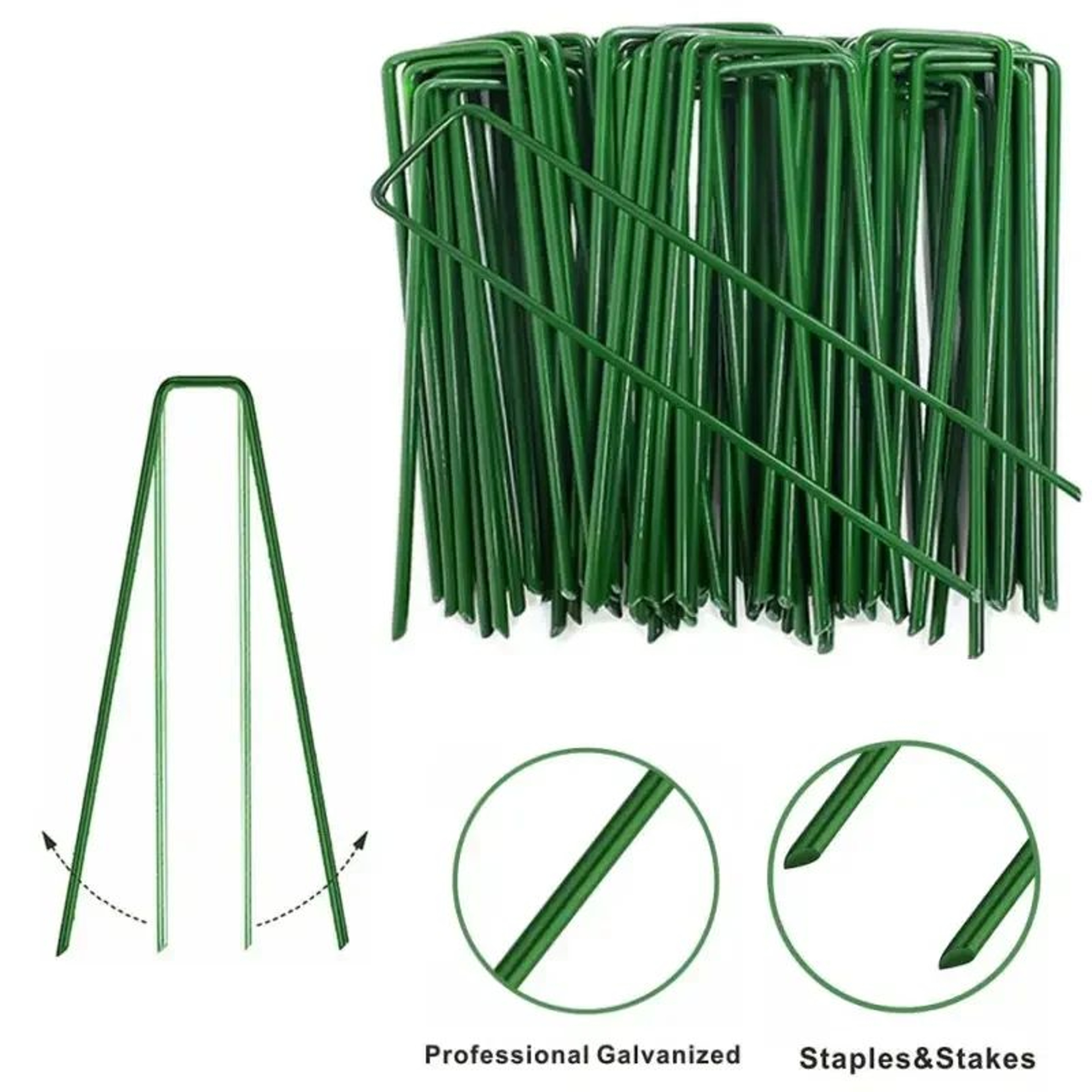 HeavyDuty UShaped Garden Staples  Galvanized Landscape Stakes For Weed Barrier Sod Fencing  Ground  0