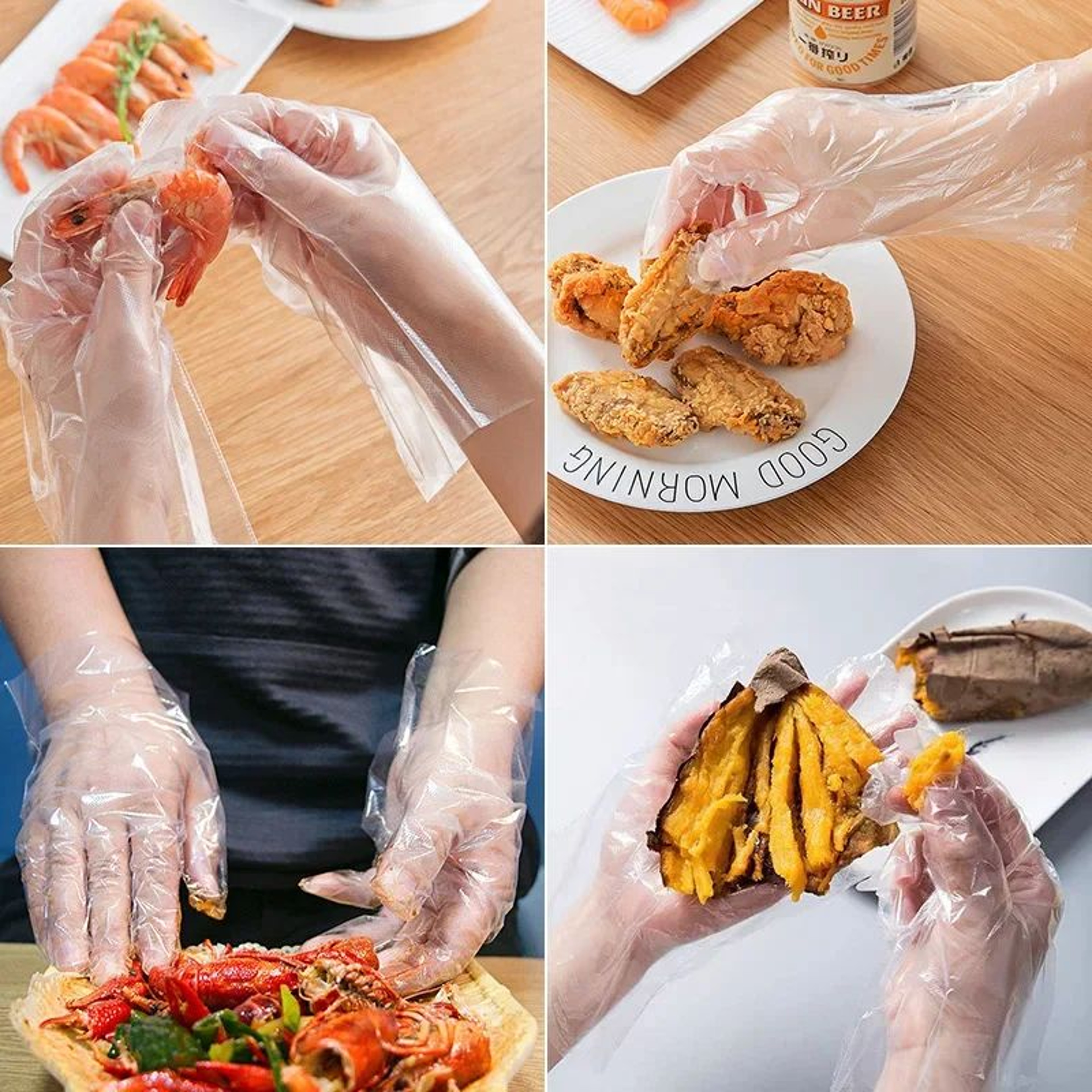 Disposable PE Plastic Gloves  Transparent Waterproof Food Prep  Kitchen Gloves For Cooking BBQ  Res 3