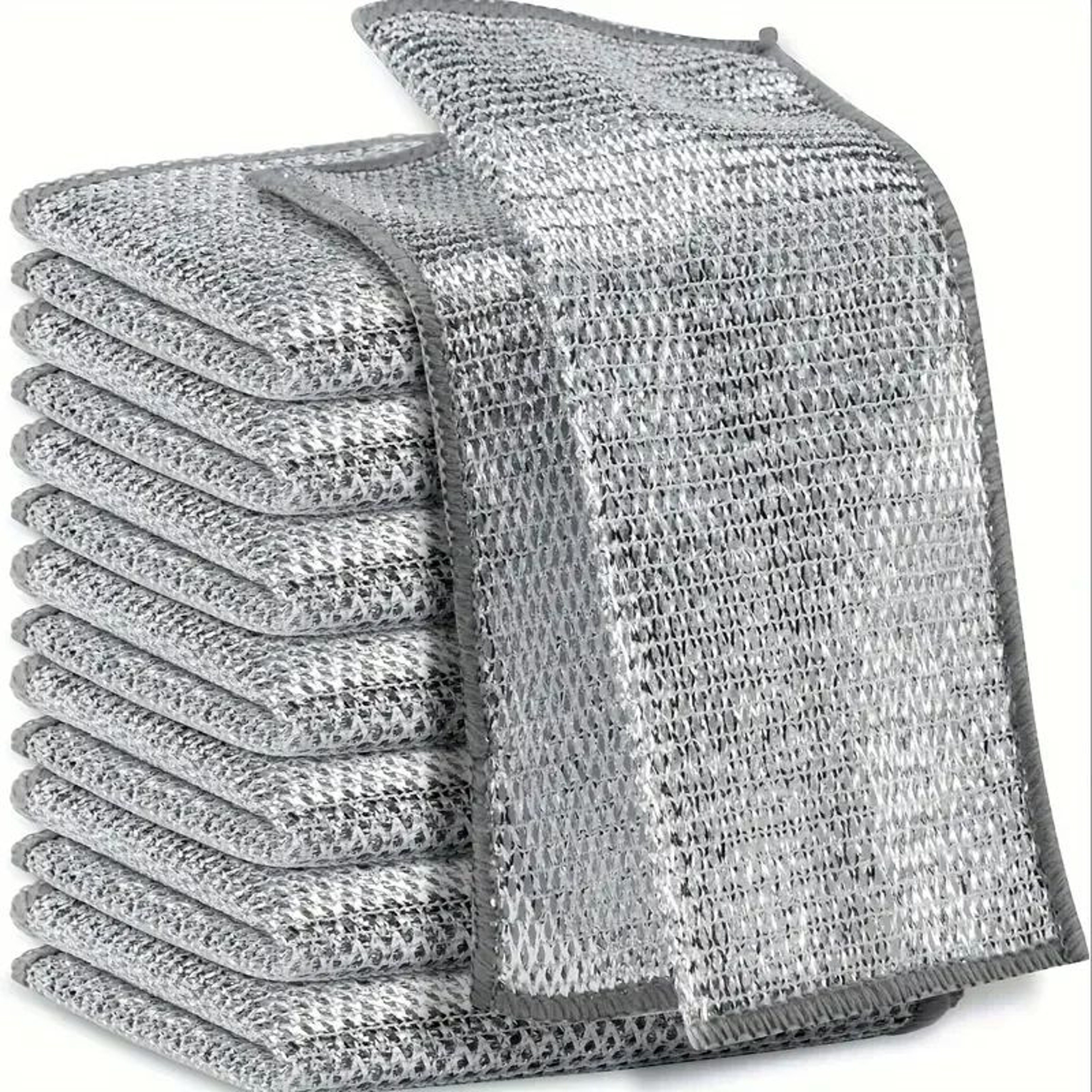 DoubleSided Steel Wire Dishwashing Cloth  Reusable Microfiber Kitchen Scrubber Towel For Pots Pans  1
