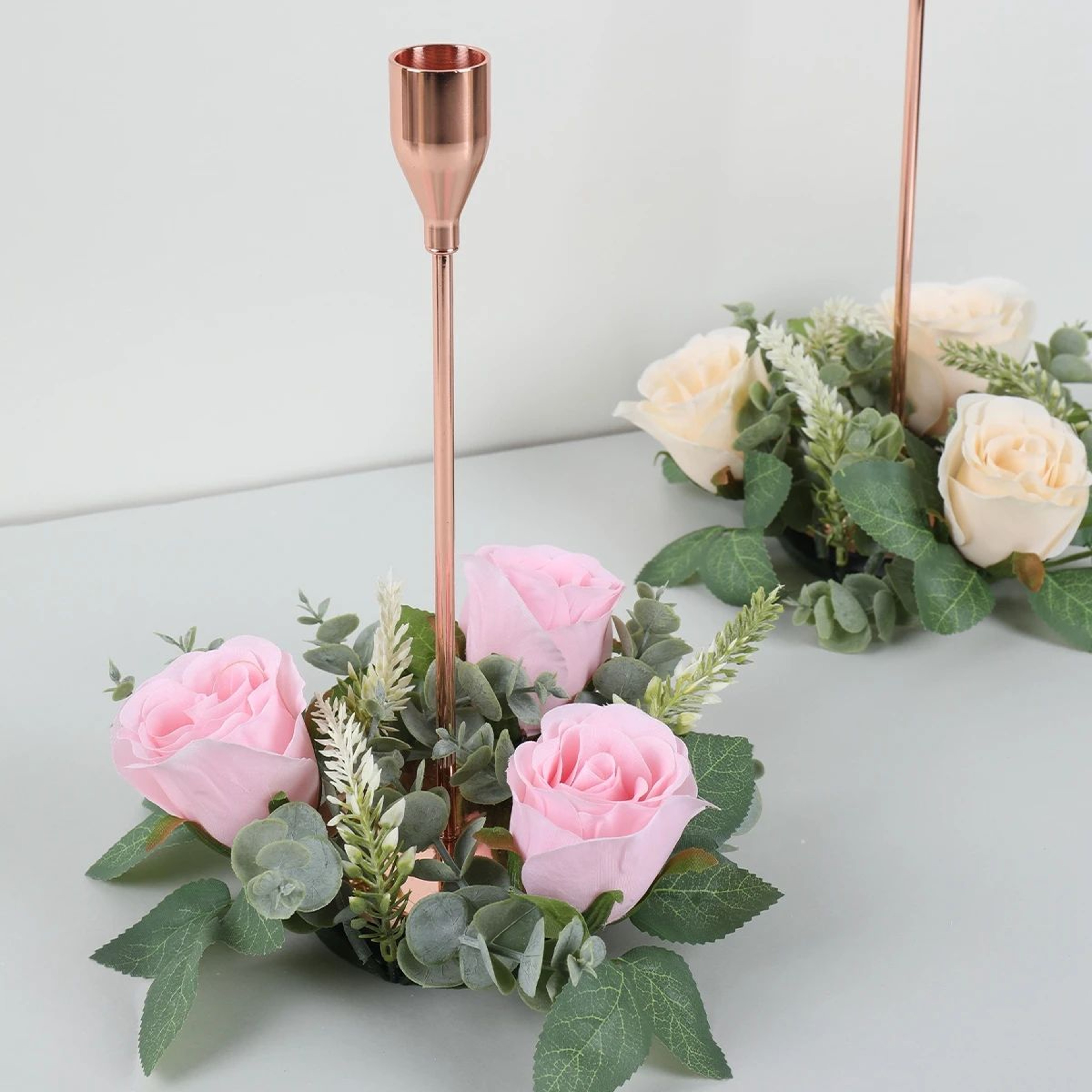 Artificial Rose Flower Candle Ring Wreath  Decorative Wedding Centerpiece For Parties Birthdays  Ho 4