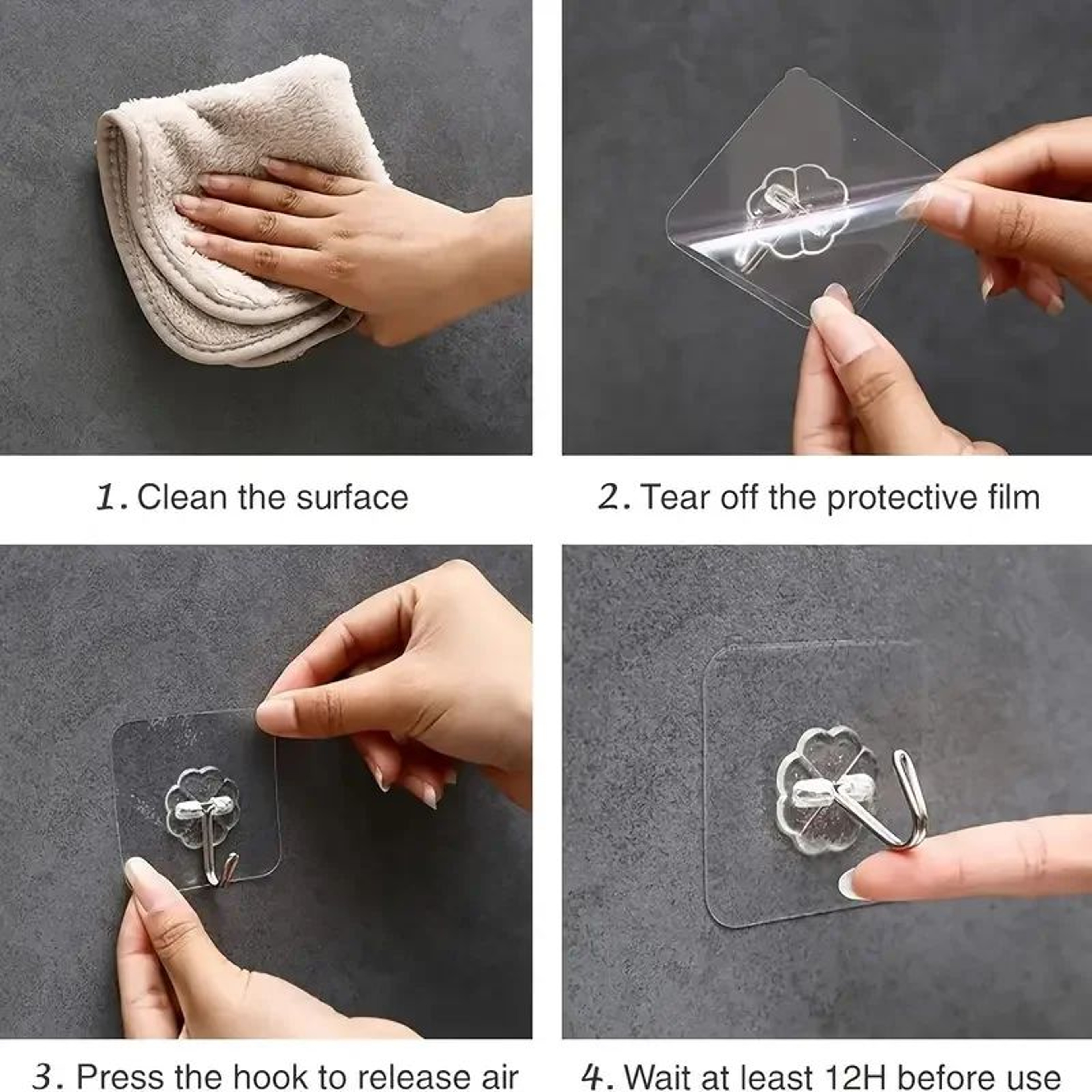 Transparent SelfAdhesive Wall Hooks  HeavyDuty Multipurpose PVC Towel Key  Kitchen Bathroom Organiz 4
