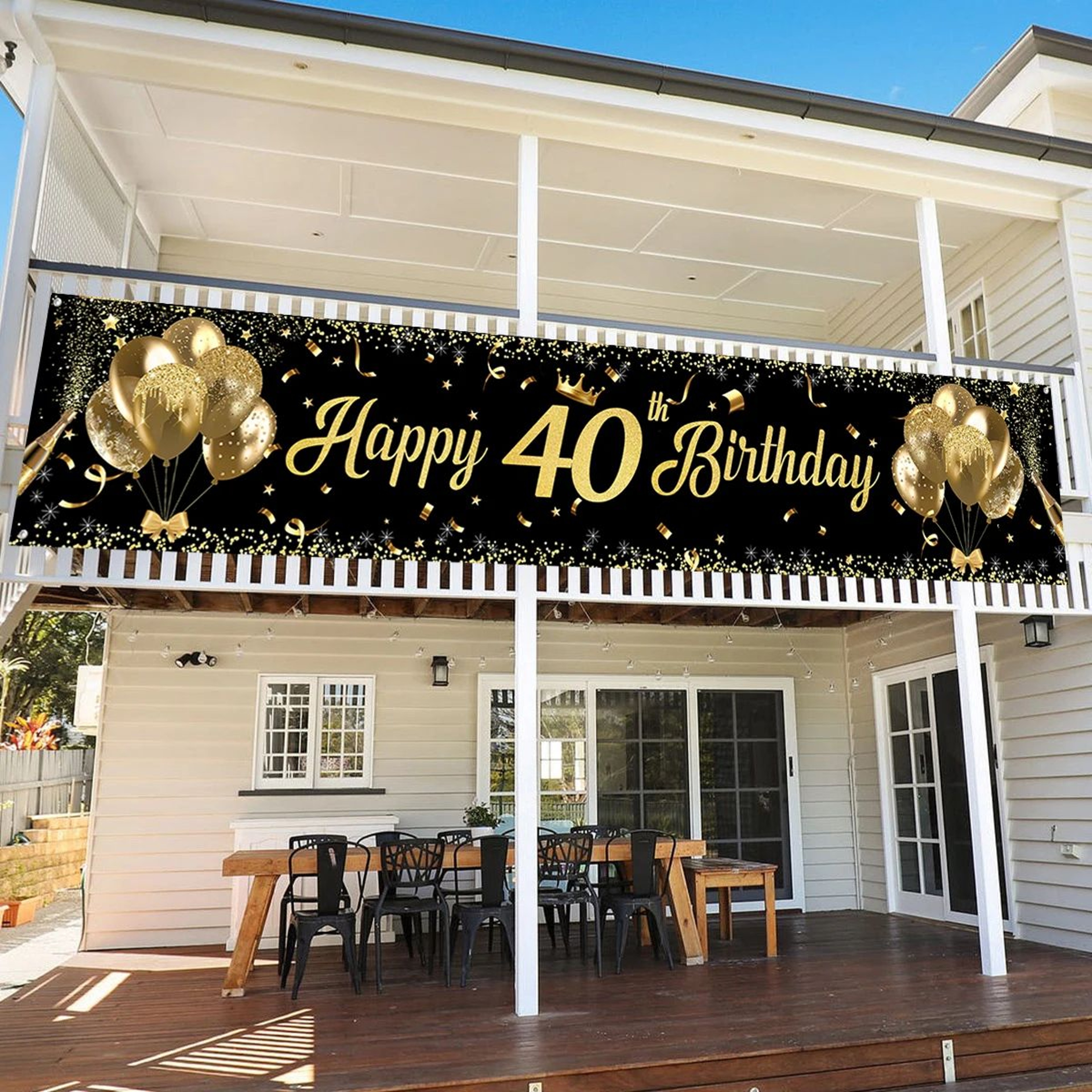 Gold Glitter Birthday Banner Decorations Black  Pink PVC Party Banner For 18th 30th 40th  50th Birt 0