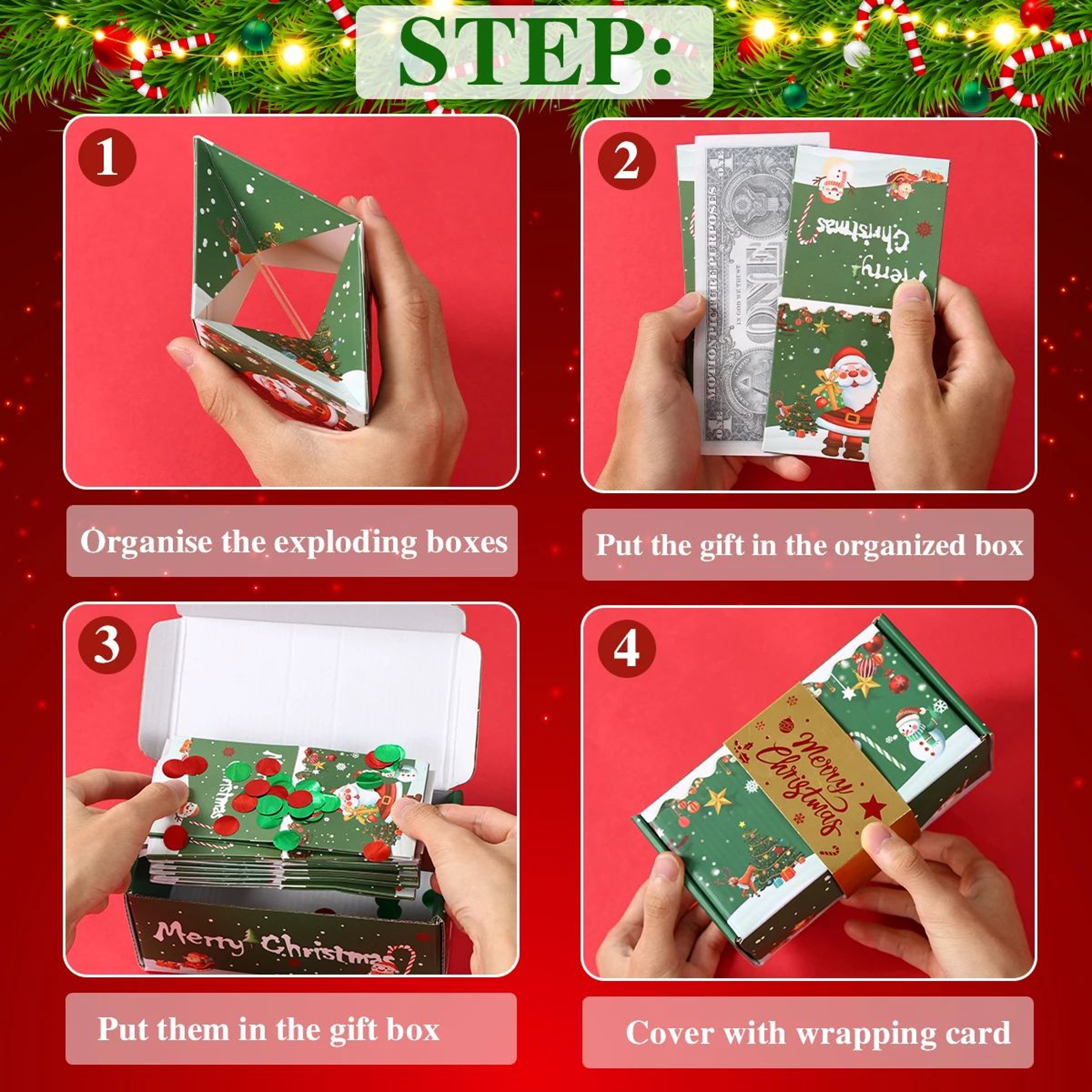 DIY Folding Surprise Christmas Gift Box  Money Pop Up Gift Box For Christmas  New Year Cash Gift Su 1