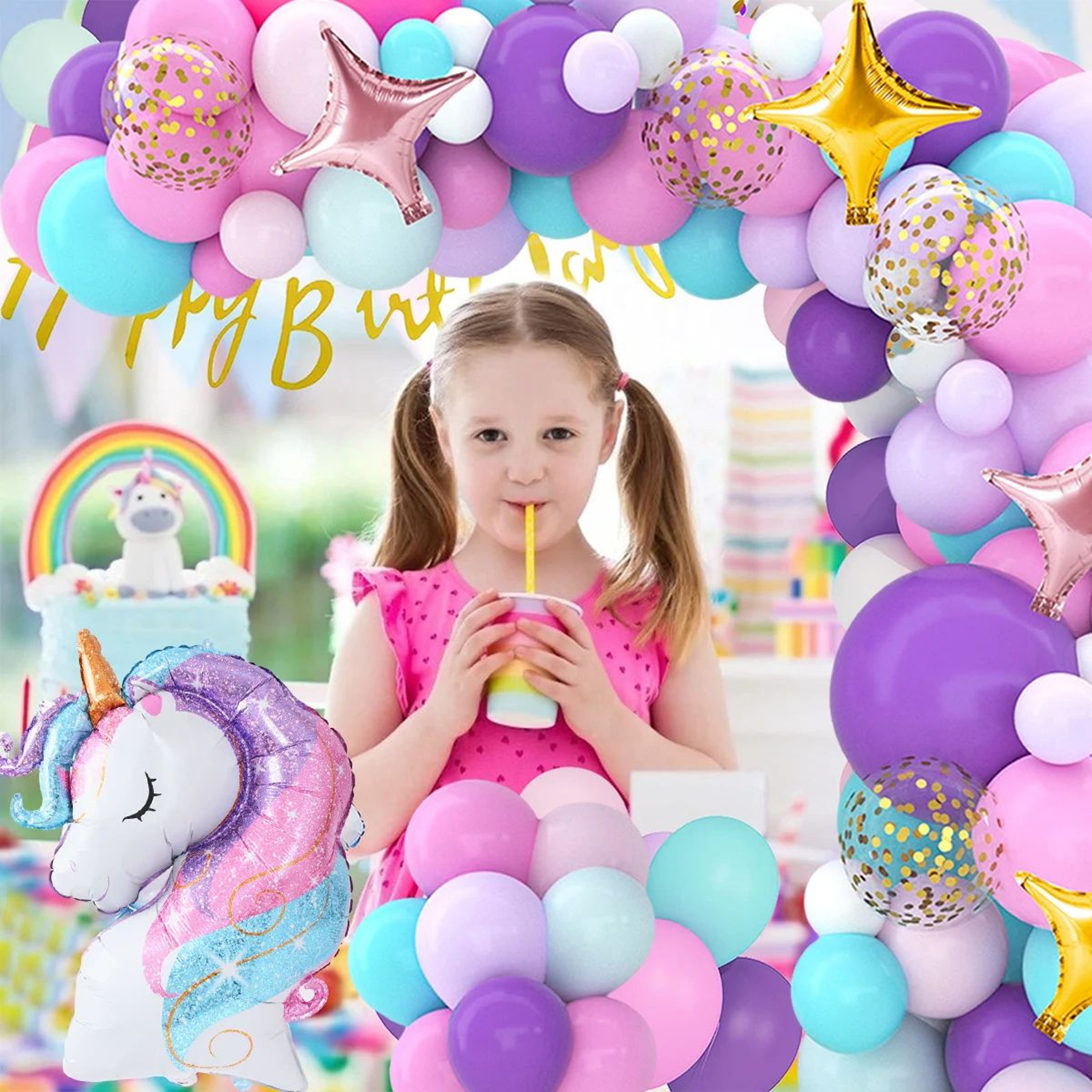 Unicorn Star Rainbow Balloon Garland Arch Kit  Latex Party Balloon Decorations For Birthday Baby Sh 5