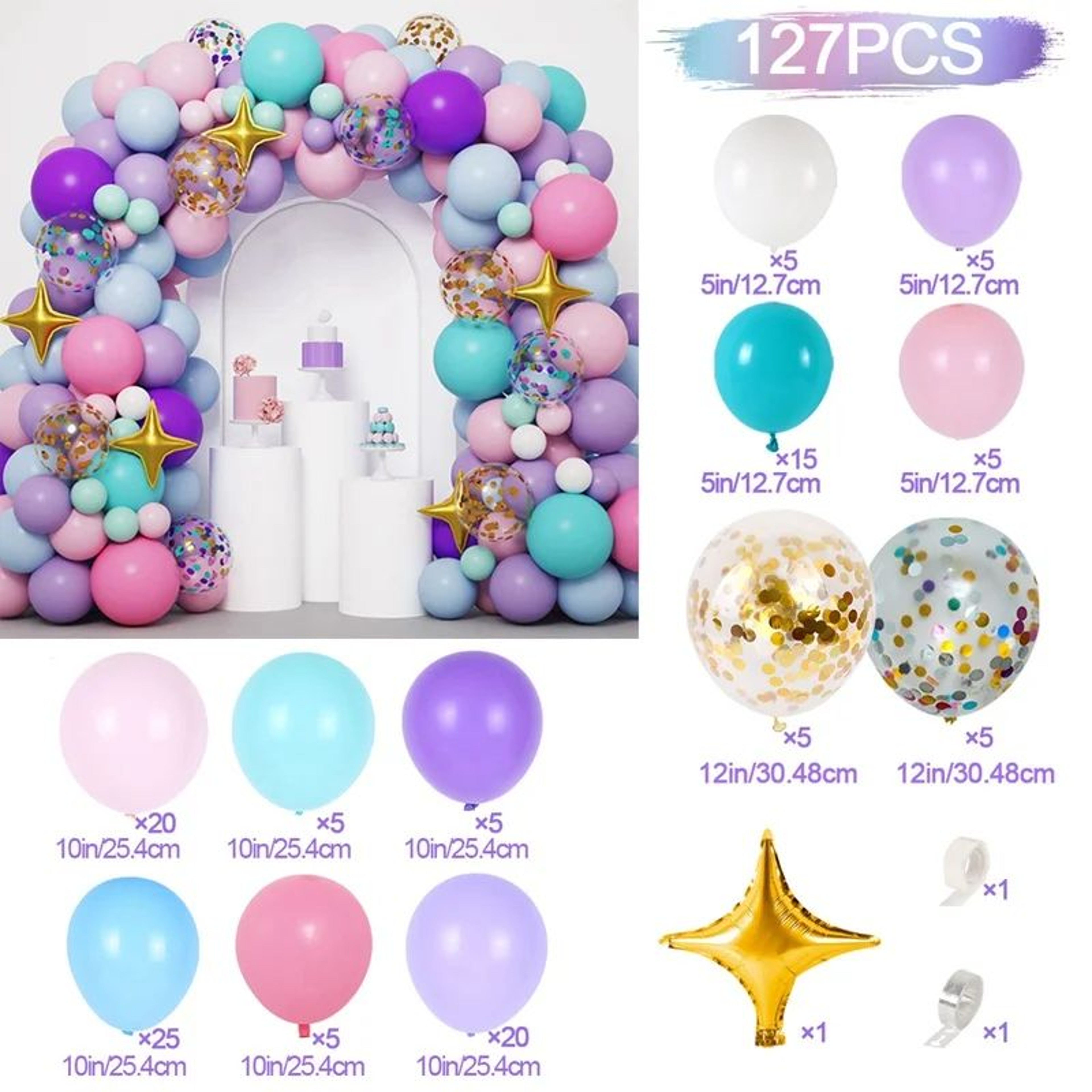 Unicorn Star Rainbow Balloon Garland Arch Kit  Latex Party Balloon Decorations For Birthday Baby Sh 6