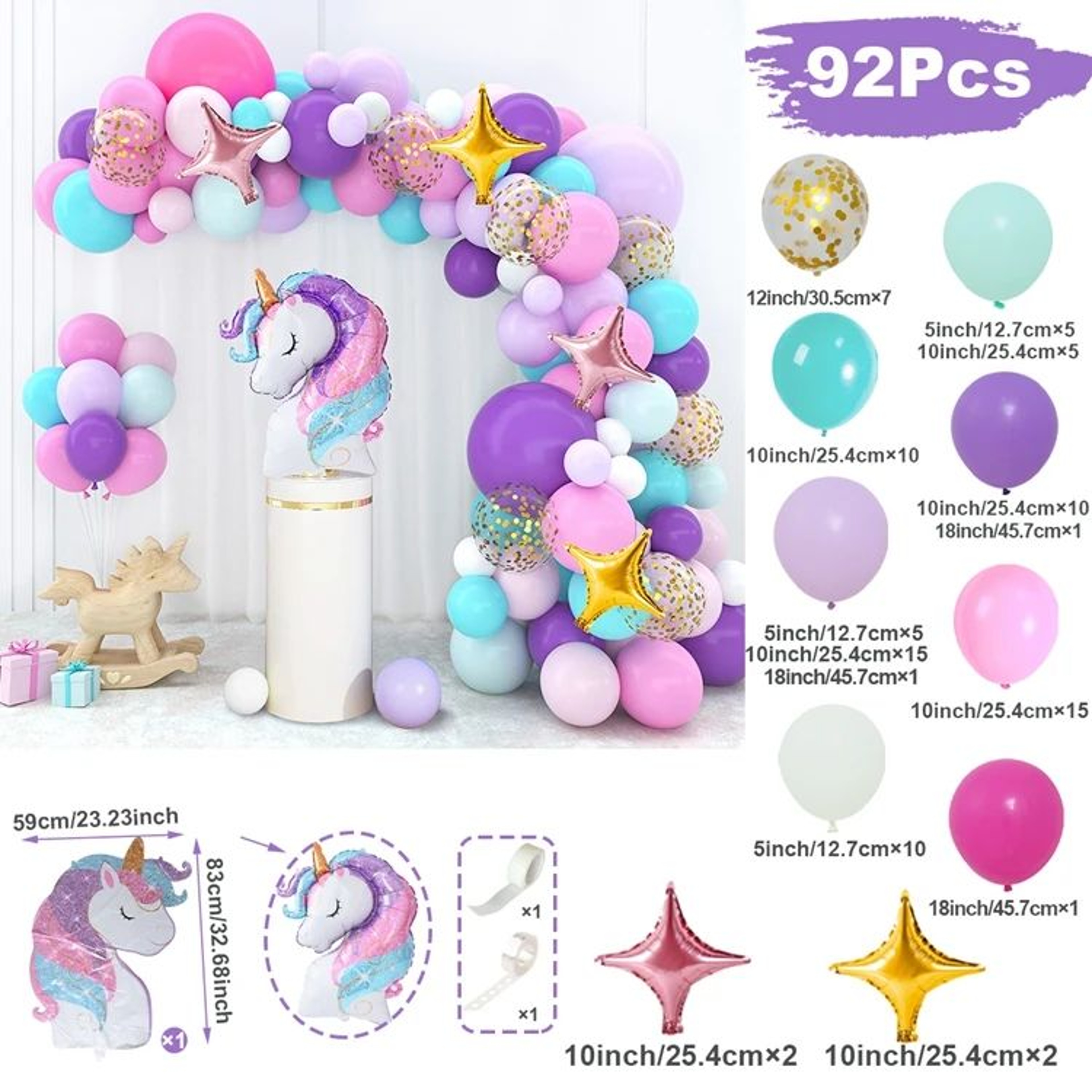 Unicorn Star Rainbow Balloon Garland Arch Kit  Latex Party Balloon Decorations For Birthday Baby Sh 8