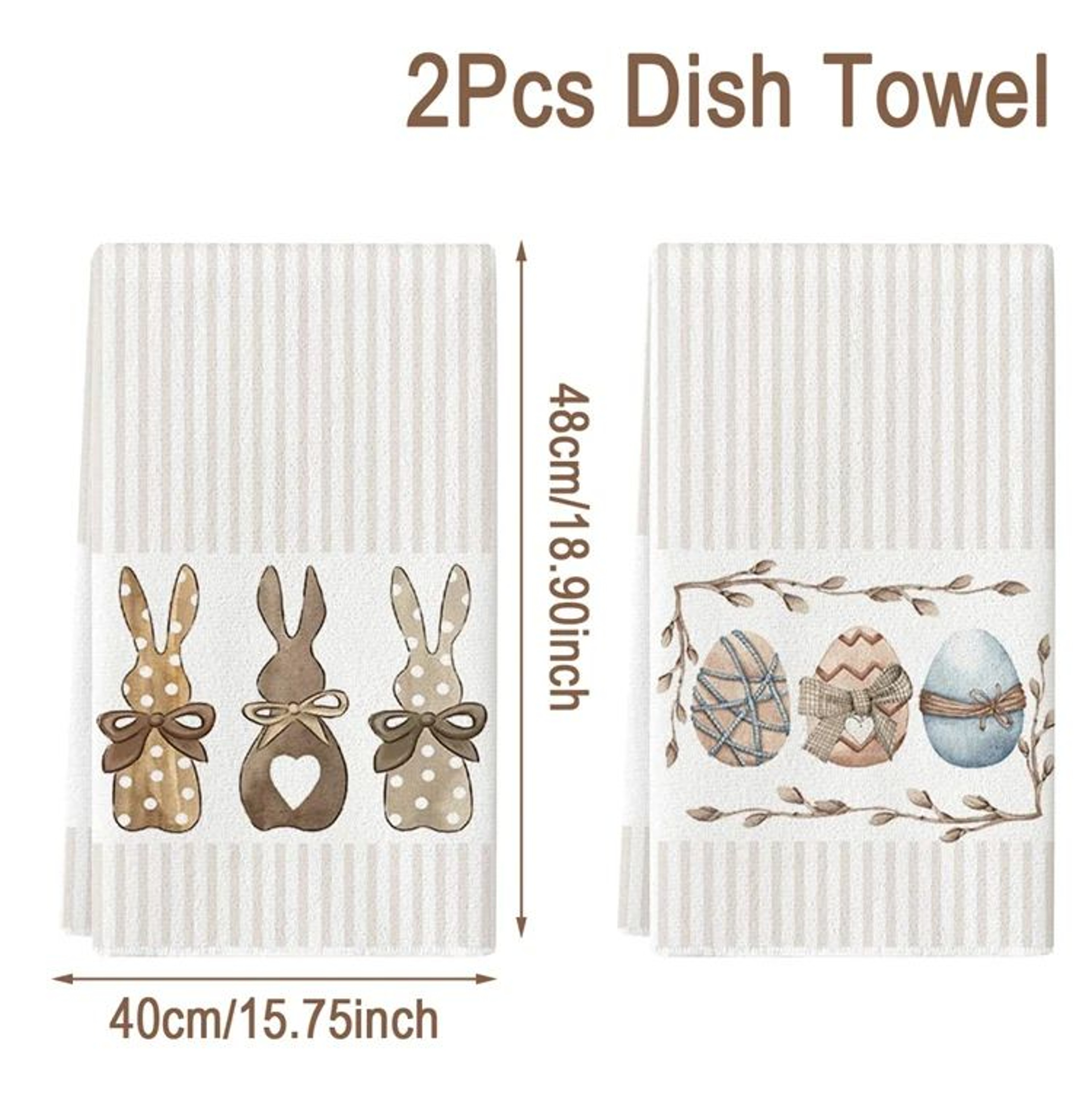 Bunny Print QuickDrying Kitchen Dish Towel  Easter Bunny Pattern 100 Polyester Decorative Dishcloth 6