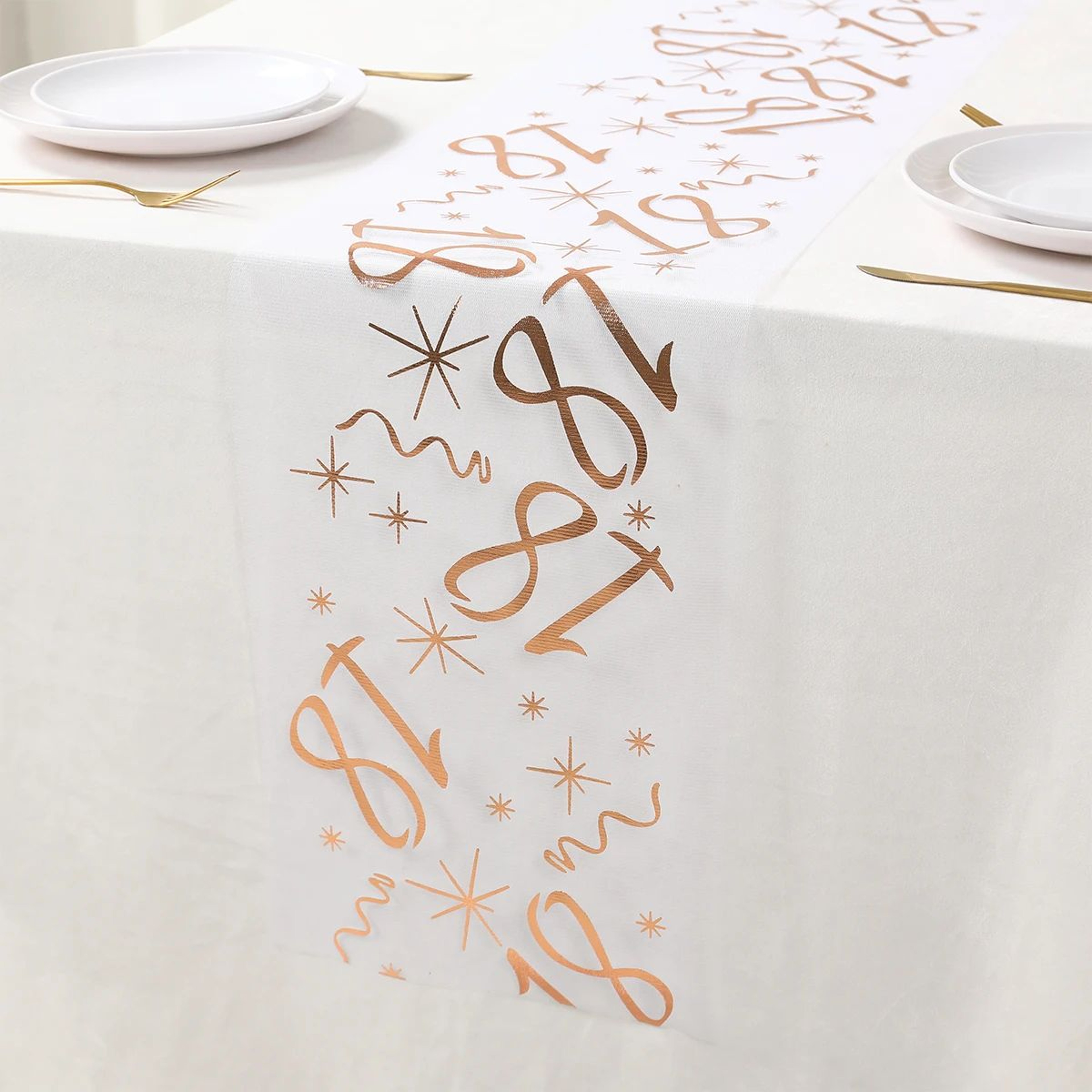 Rose Gold Birthday Table Runner  Elegant Party Table Decoration For 18th 30th 50th 60th  70th Birth 2