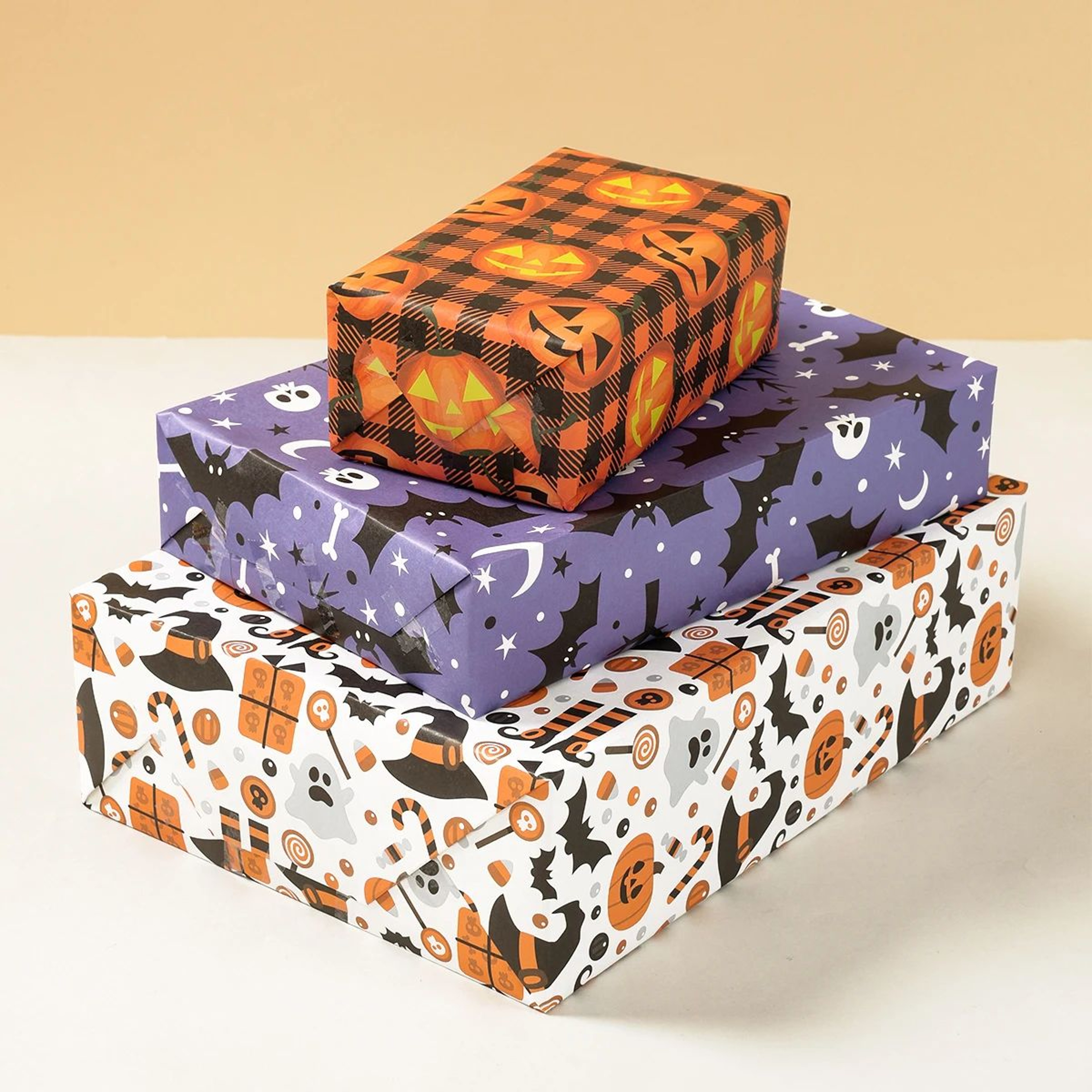 Halloween Wrapping Paper  Ghost Pumpkin  Bat Pattern Decorative Gift Wrap Tissue Paper For Crafts   5