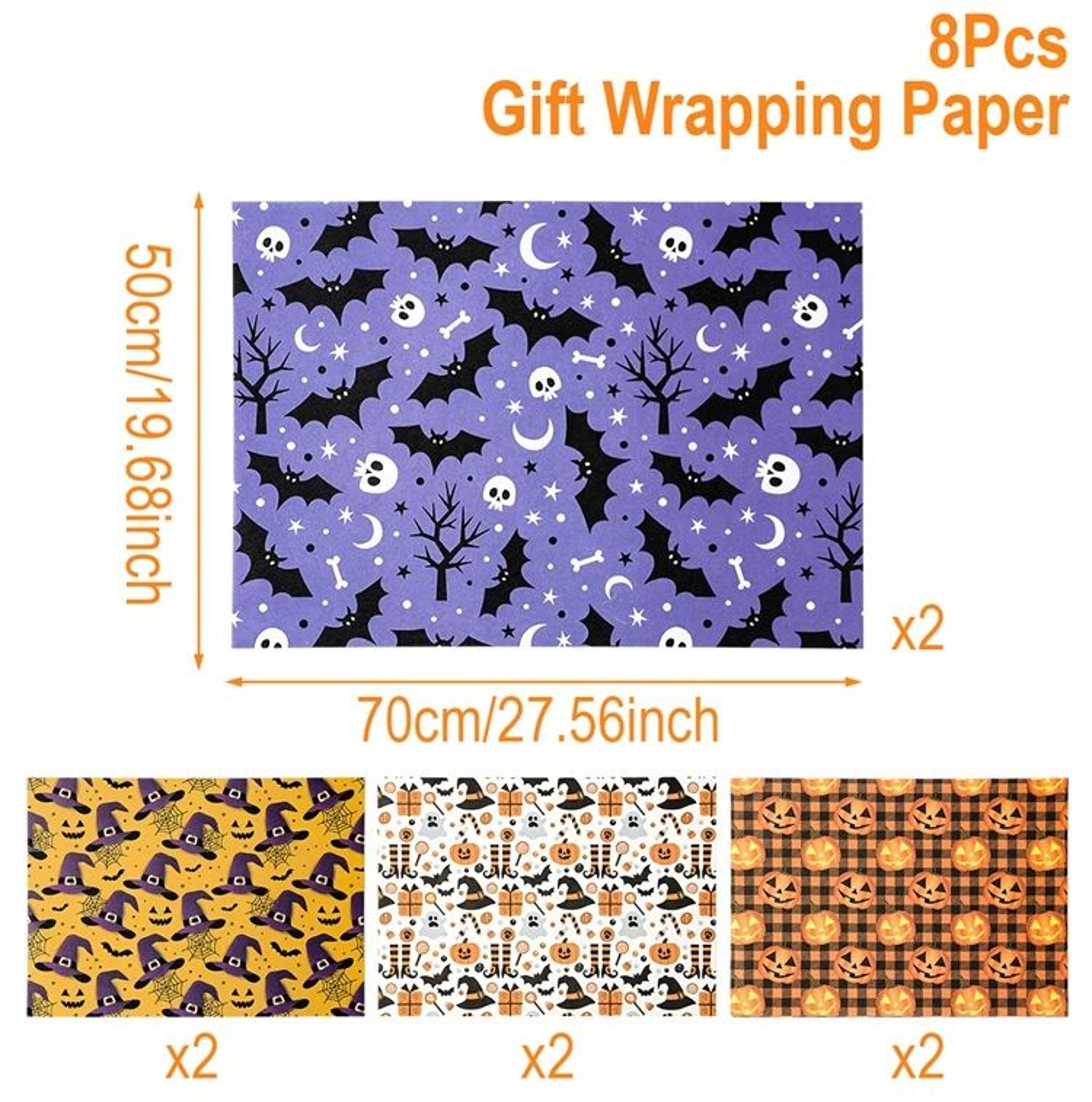 Halloween Wrapping Paper  Ghost Pumpkin  Bat Pattern Decorative Gift Wrap Tissue Paper For Crafts   7