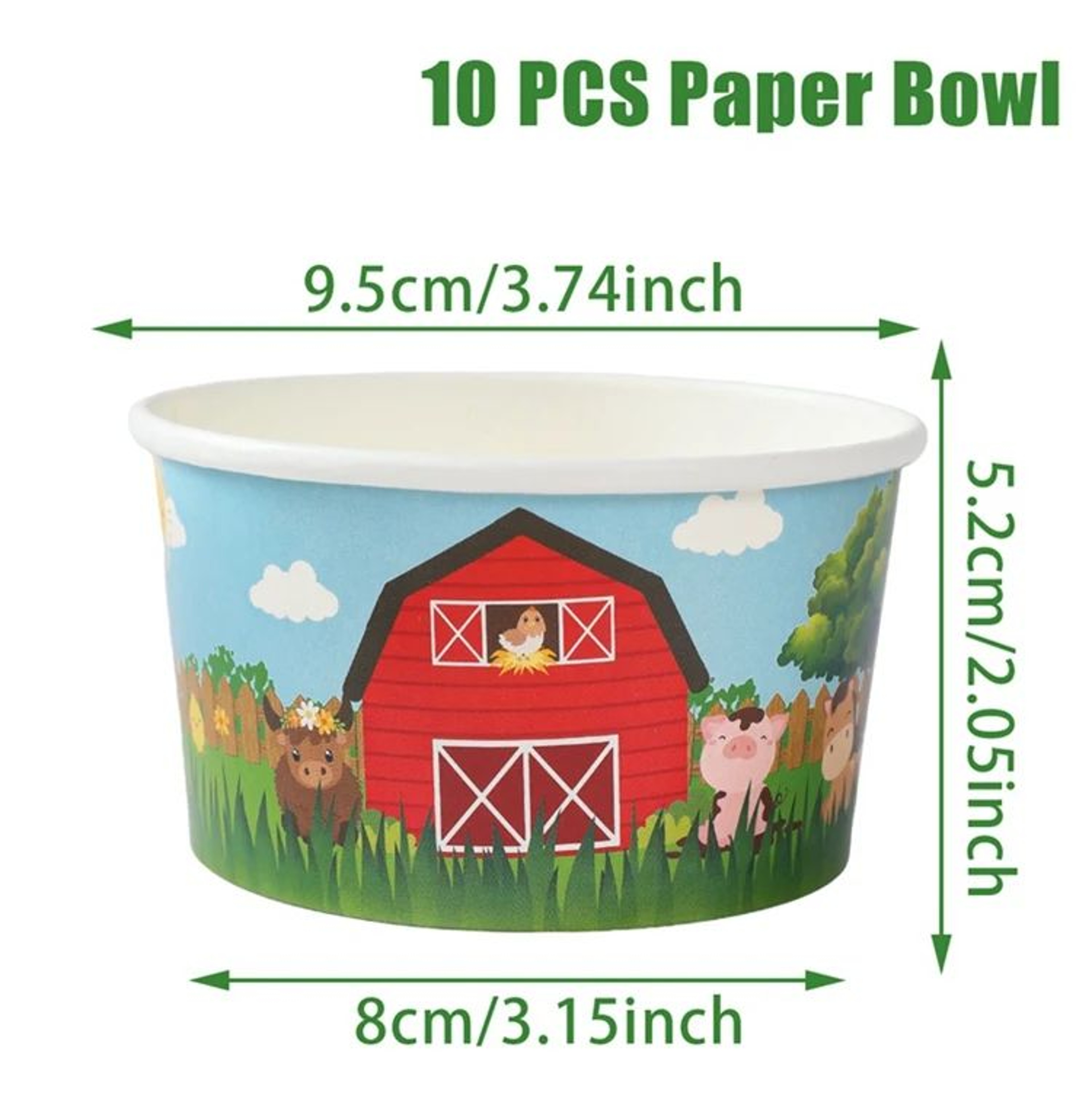 10 Pcs Farm Animals Paper Bowls  Farm Animal Birthday Party Snack Soup  Ice Cream Bowls For Kids Ce 6