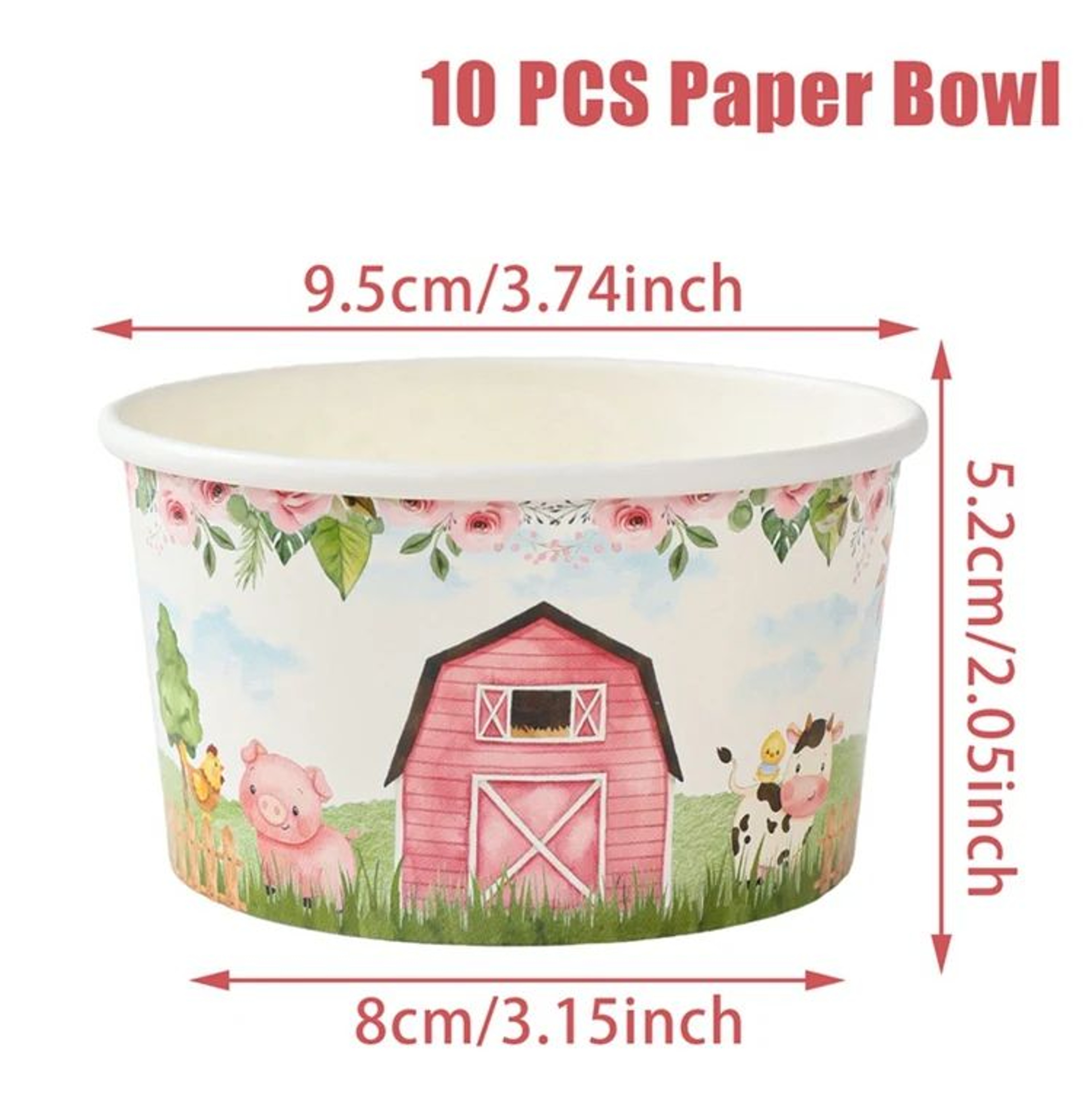 10 Pcs Farm Animals Paper Bowls  Farm Animal Birthday Party Snack Soup  Ice Cream Bowls For Kids Ce 7