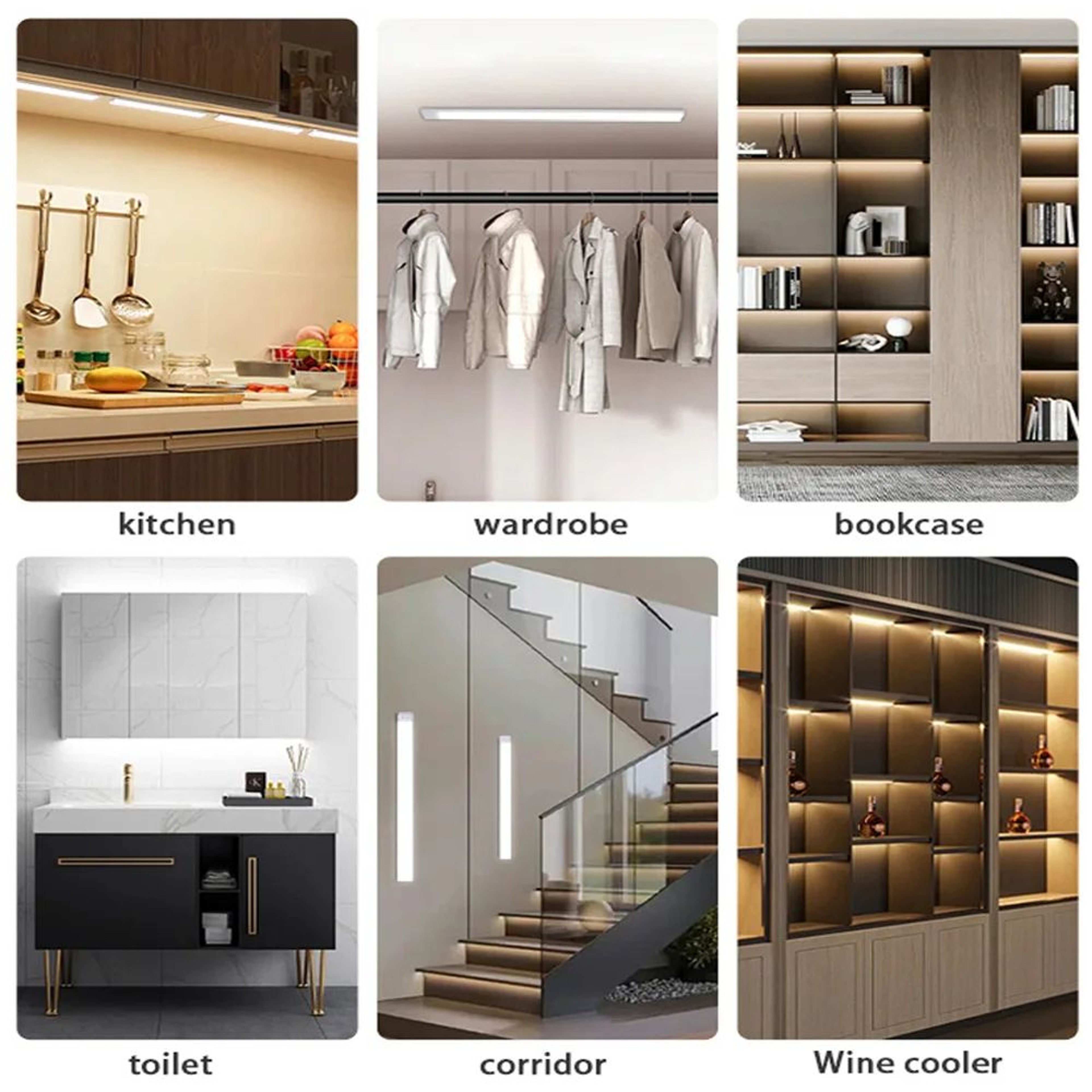 Wireless Rechargeable LED Under Cabinet Motion Sensor Light  Ultra Thin 3 Color Night Light With US 5