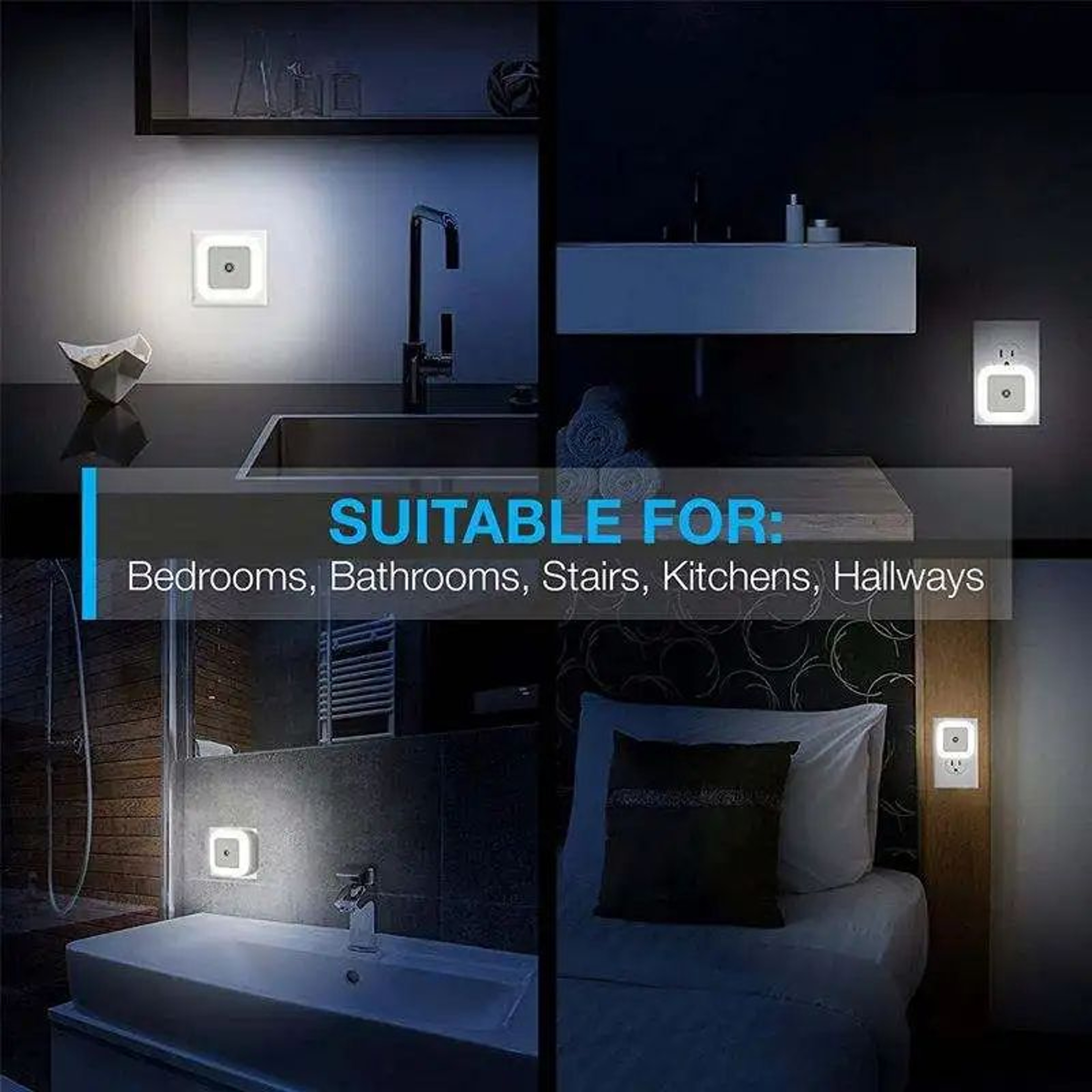 Wireless LED Night Light With Auto Light Sensor  PlugIn Bedside Lamp For Bedroom Hallway  Kids Room 4