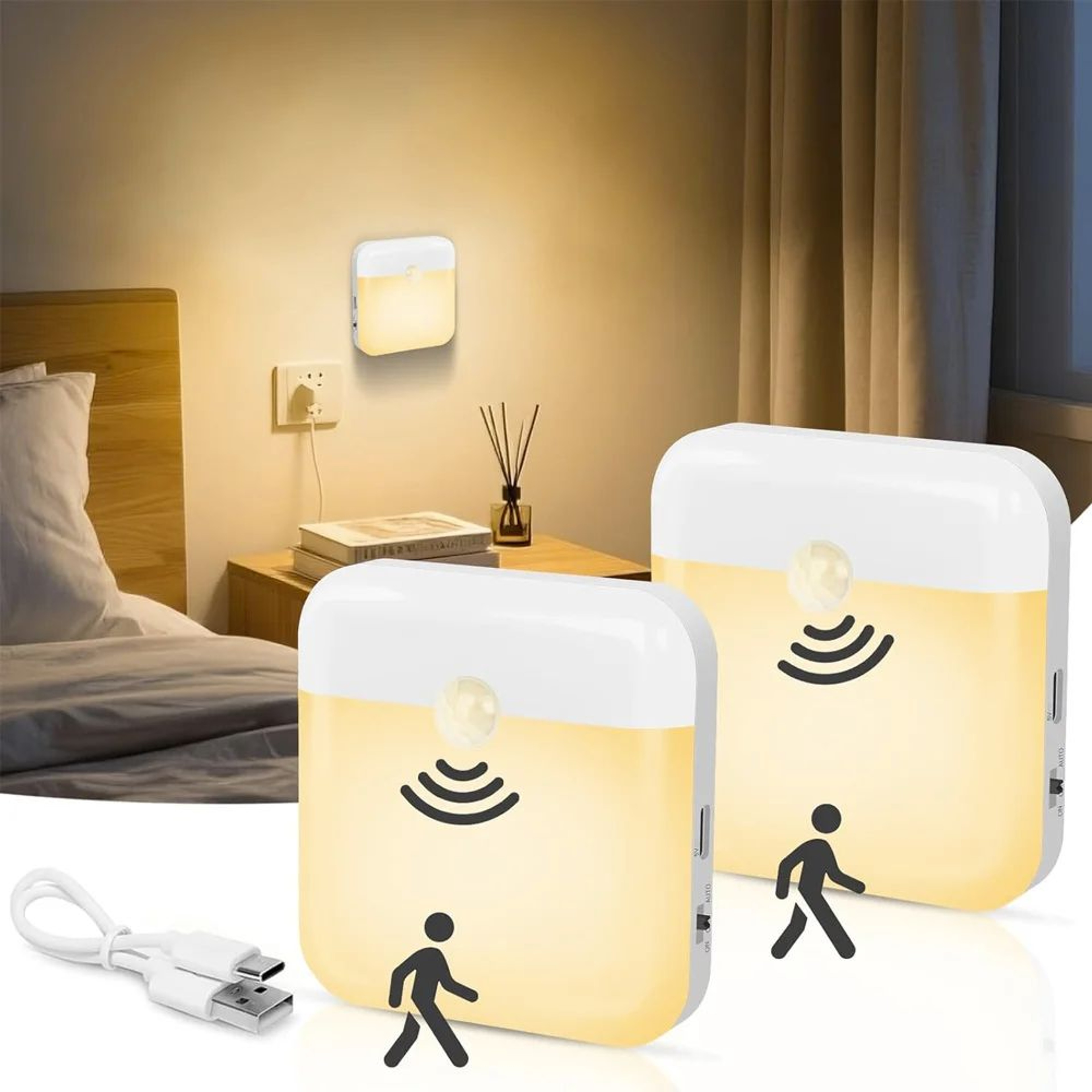 Rechargeable LED Motion Sensor Night Light  Wireless PIR Closet Cabinet Security Light For Hallway  0