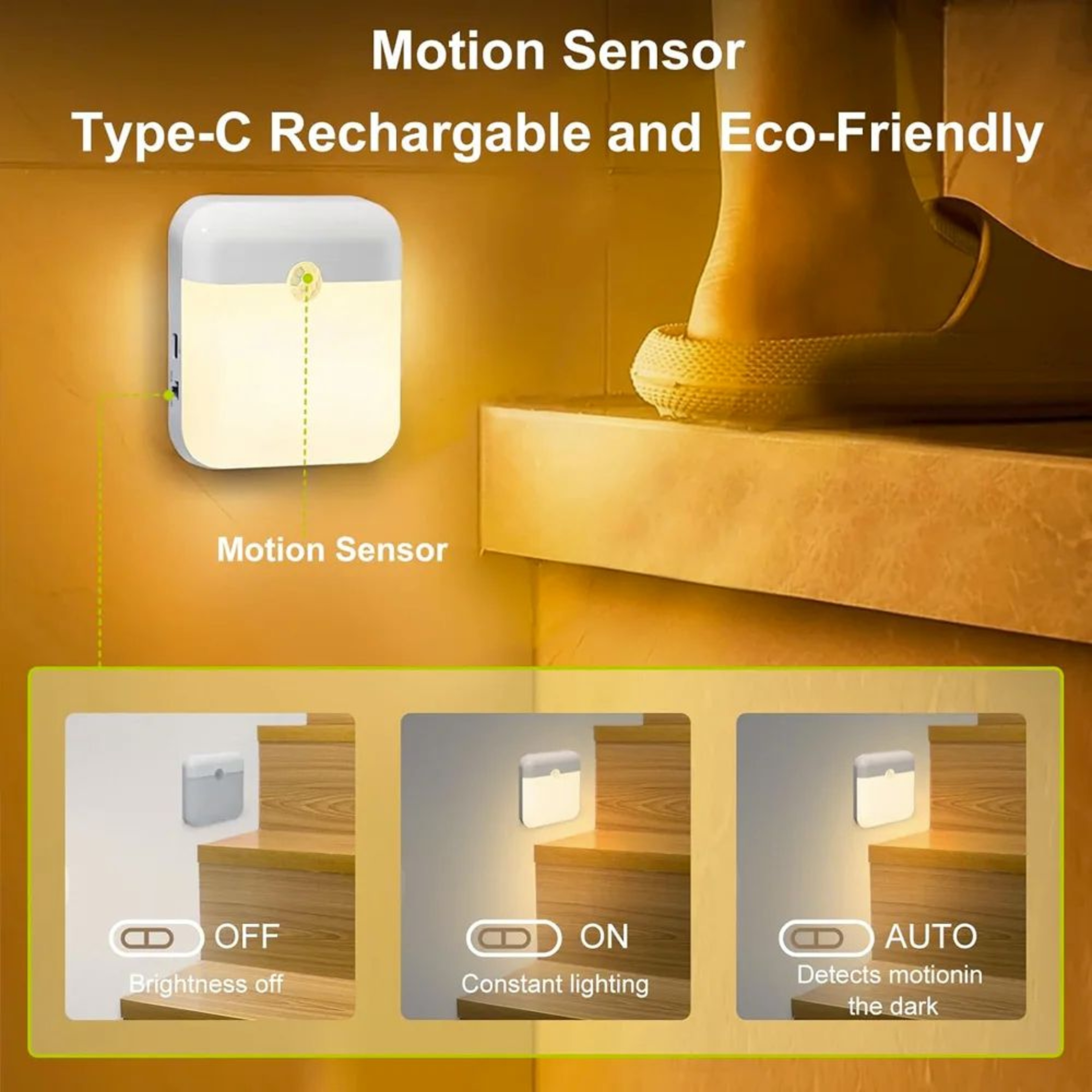 Rechargeable LED Motion Sensor Night Light  Wireless PIR Closet Cabinet Security Light For Hallway  2
