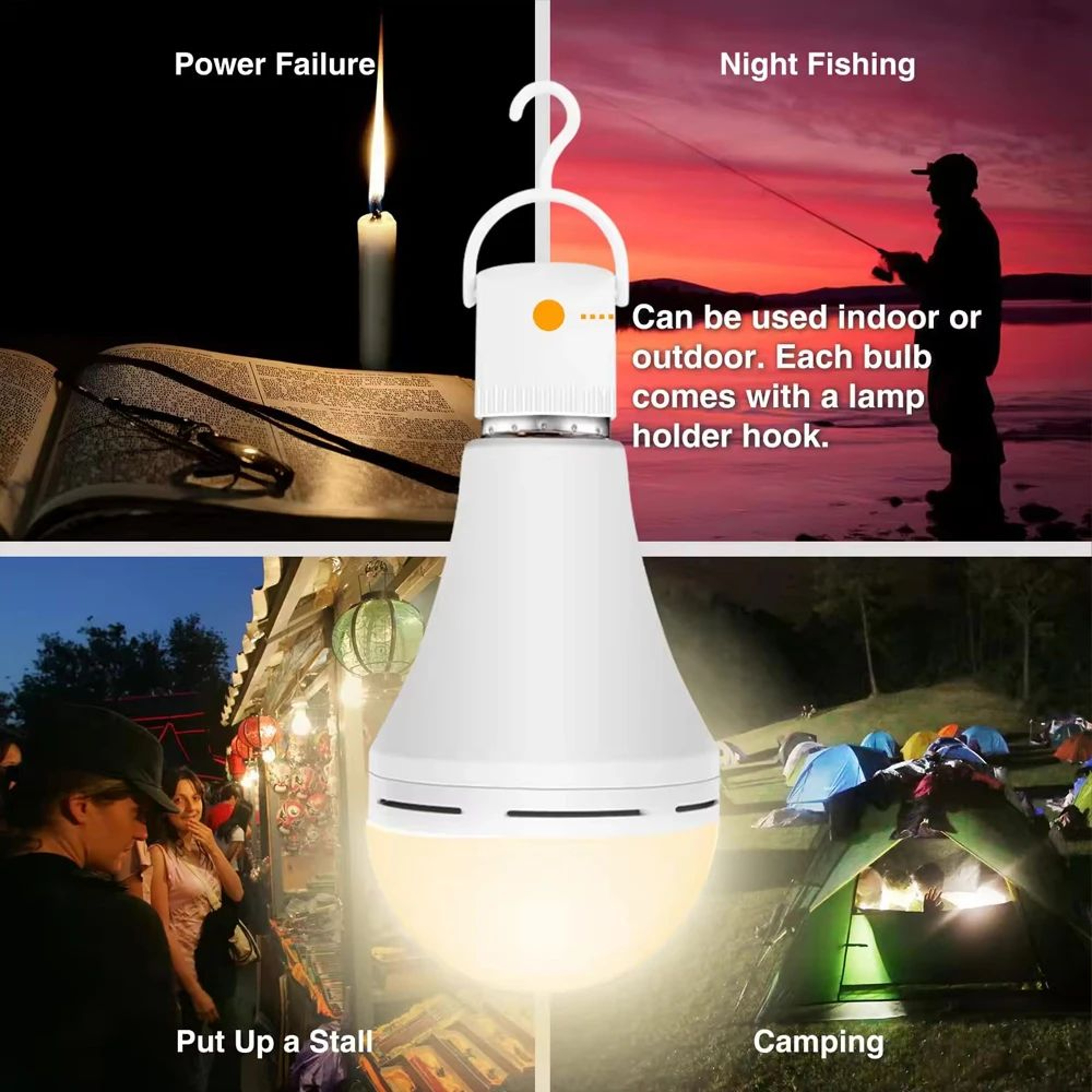 E27 Rechargeable Emergency LED Light Bulb  Portable Backup Camping Lamp With Battery 5