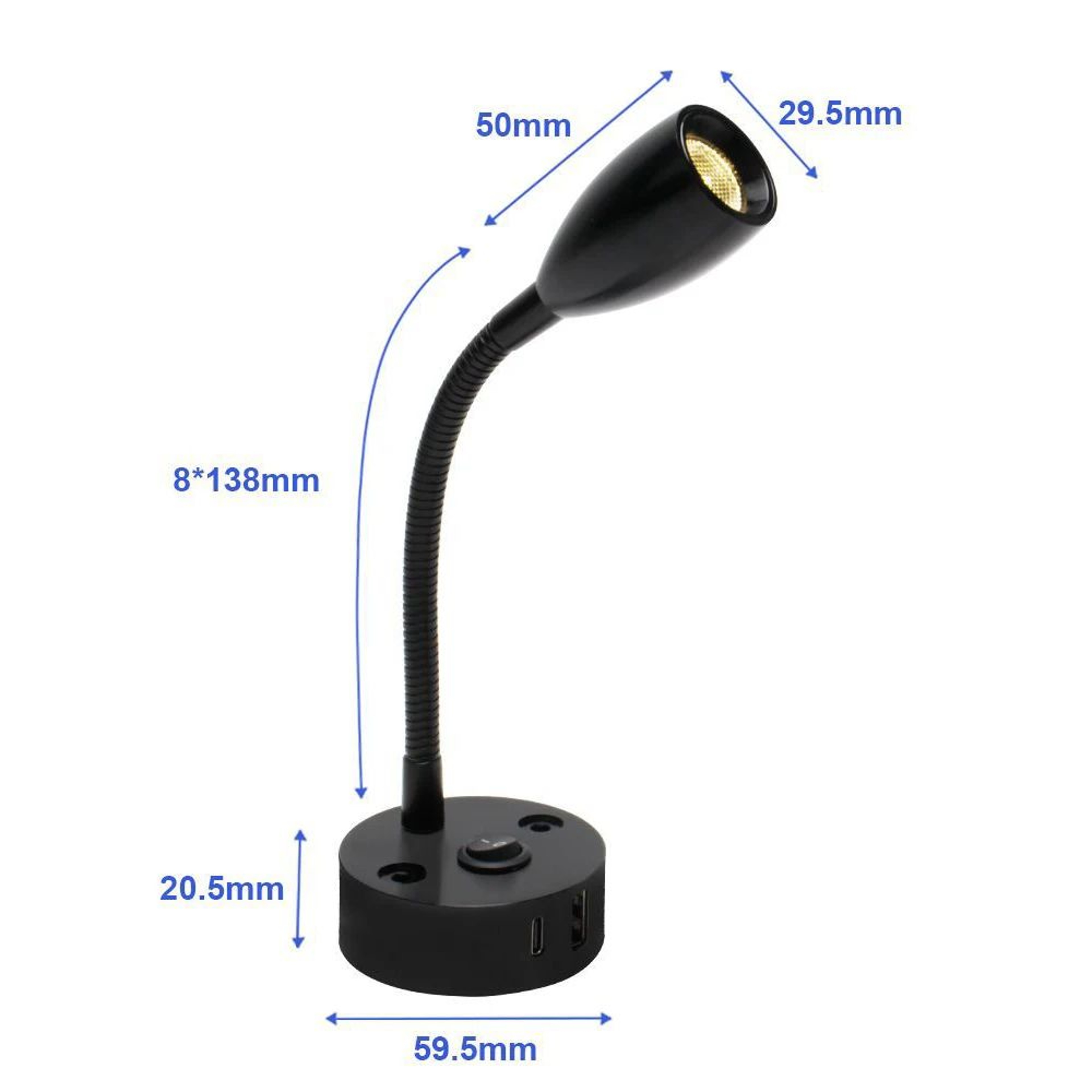 12V24V LED RV Reading Light With USBA  20W USBC Fast Charging  Touch Dimmable Flexible Gooseneck La 5