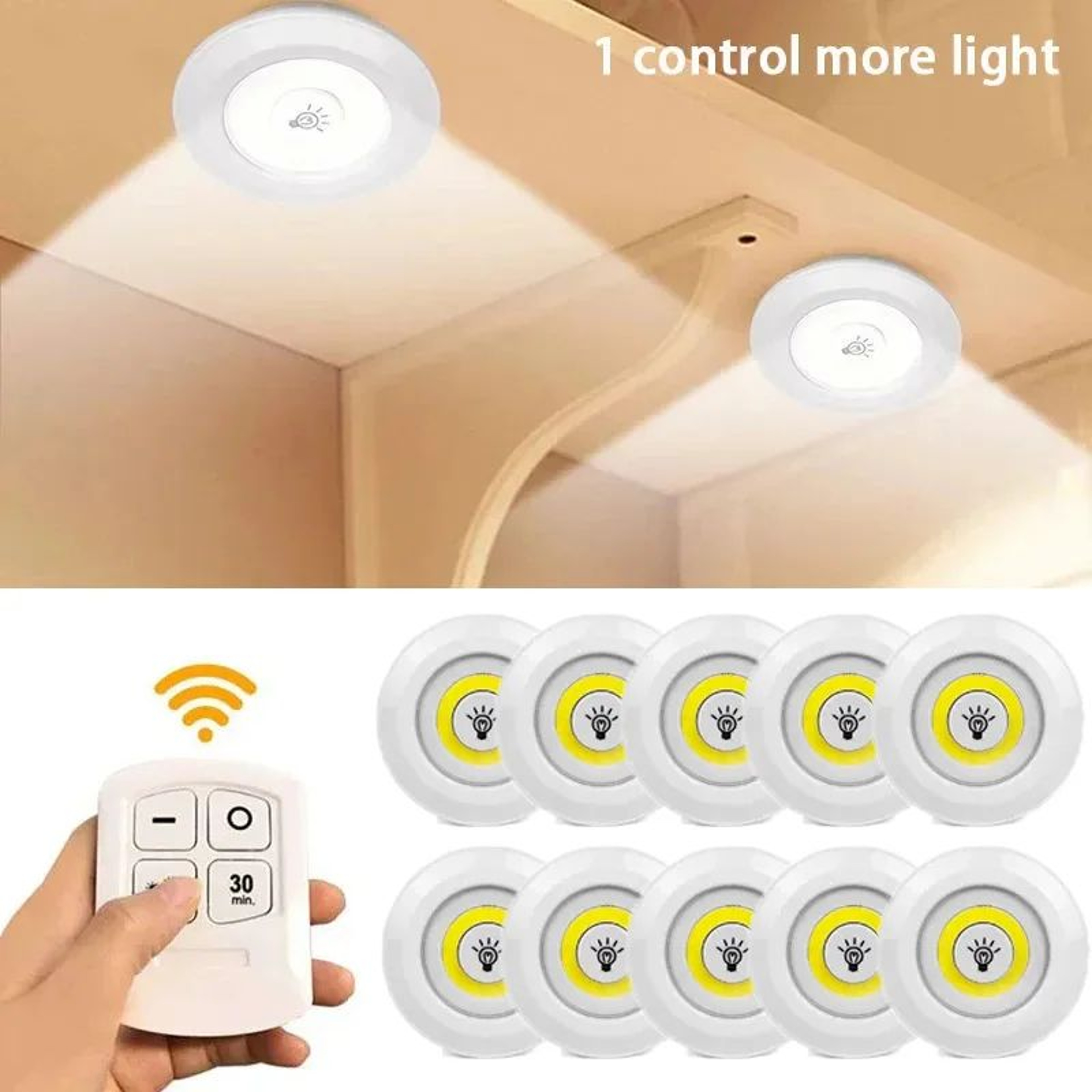 COB Wireless LED Night Light With Remote Control  150 Lumens Dimmable BatteryPowered Closet Cabinet 0