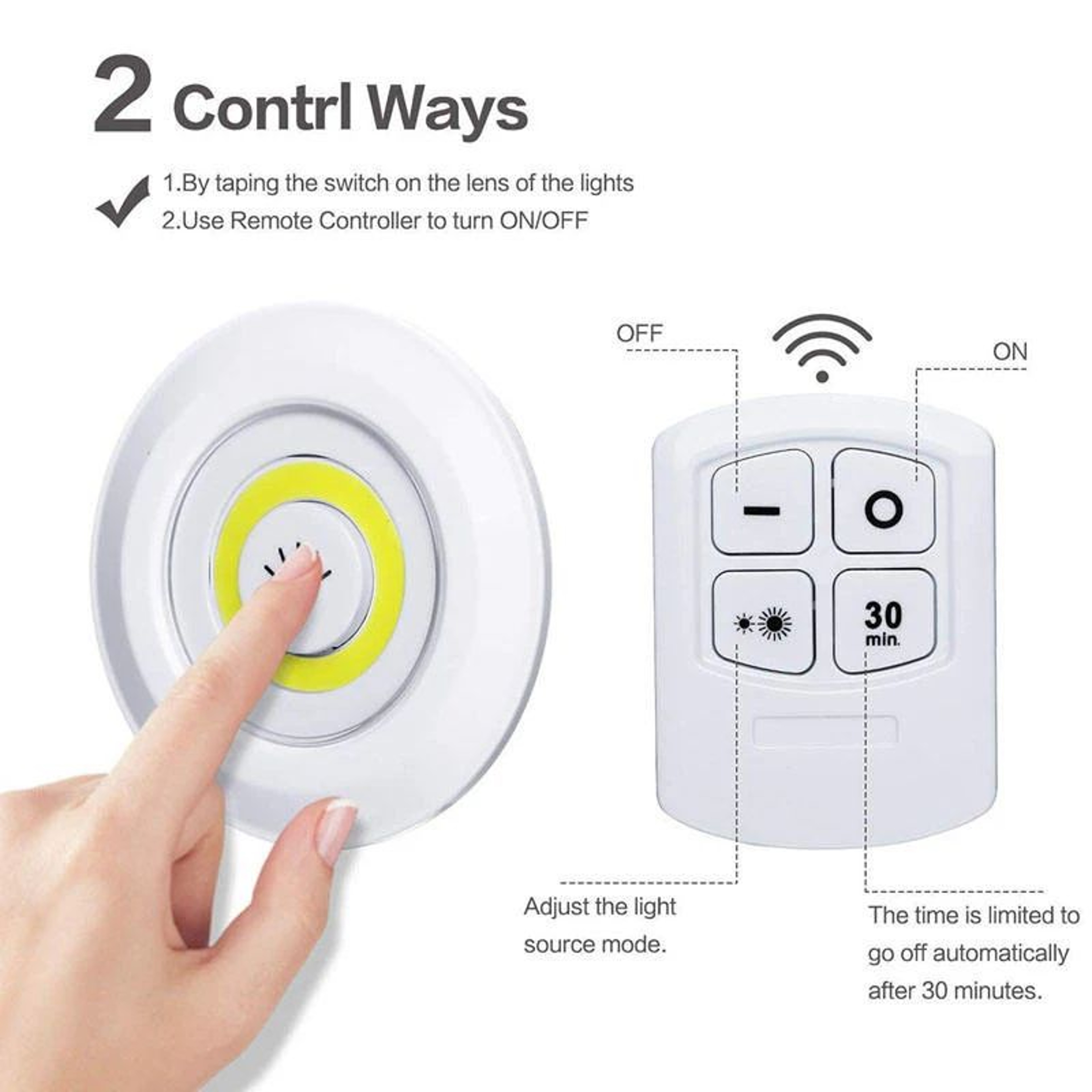 COB Wireless LED Night Light With Remote Control  150 Lumens Dimmable BatteryPowered Closet Cabinet 2