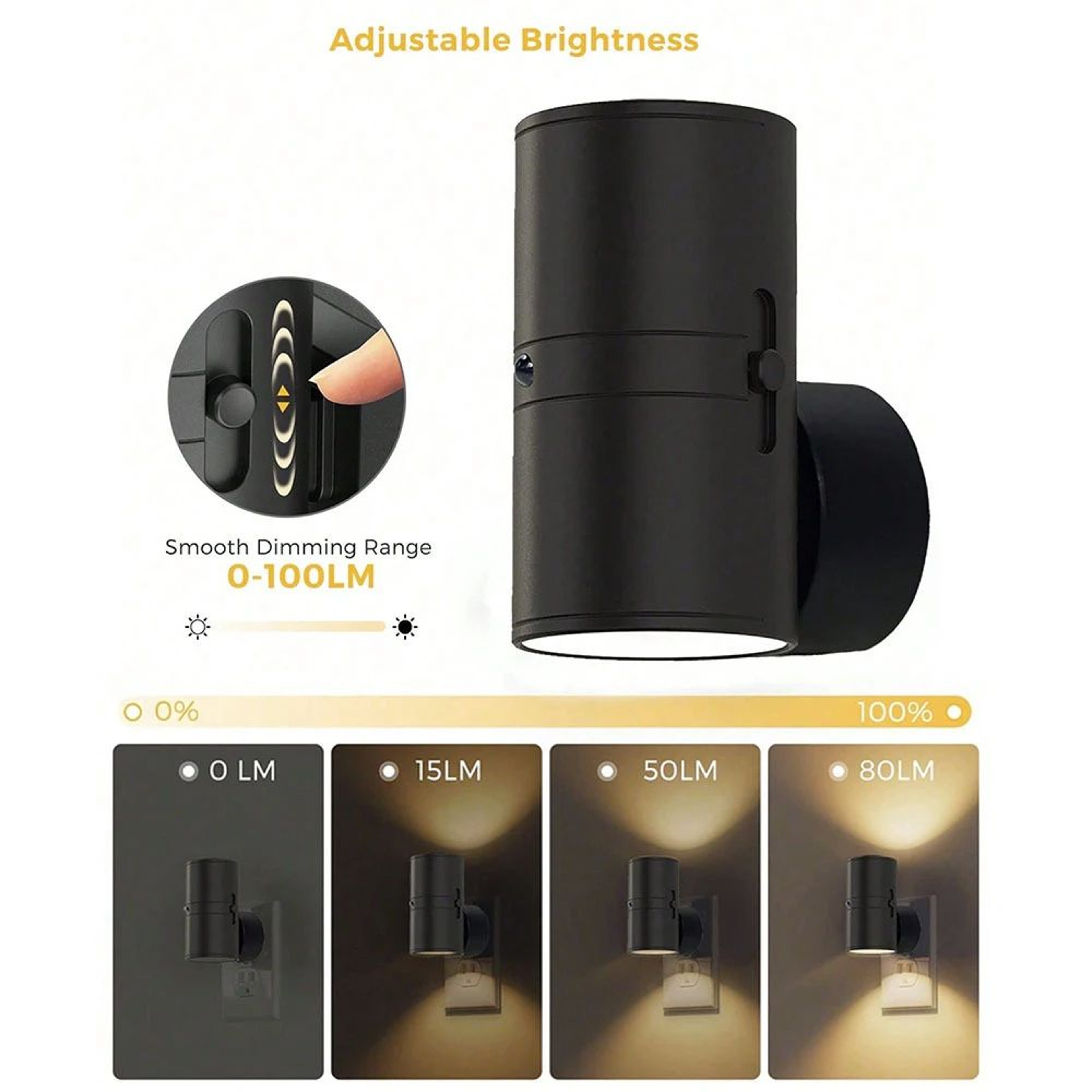 Dimmable LED PlugIn Cylindrical Night Light With Light Sensor  Warm White Auto OnOff Wall Night Lig 3