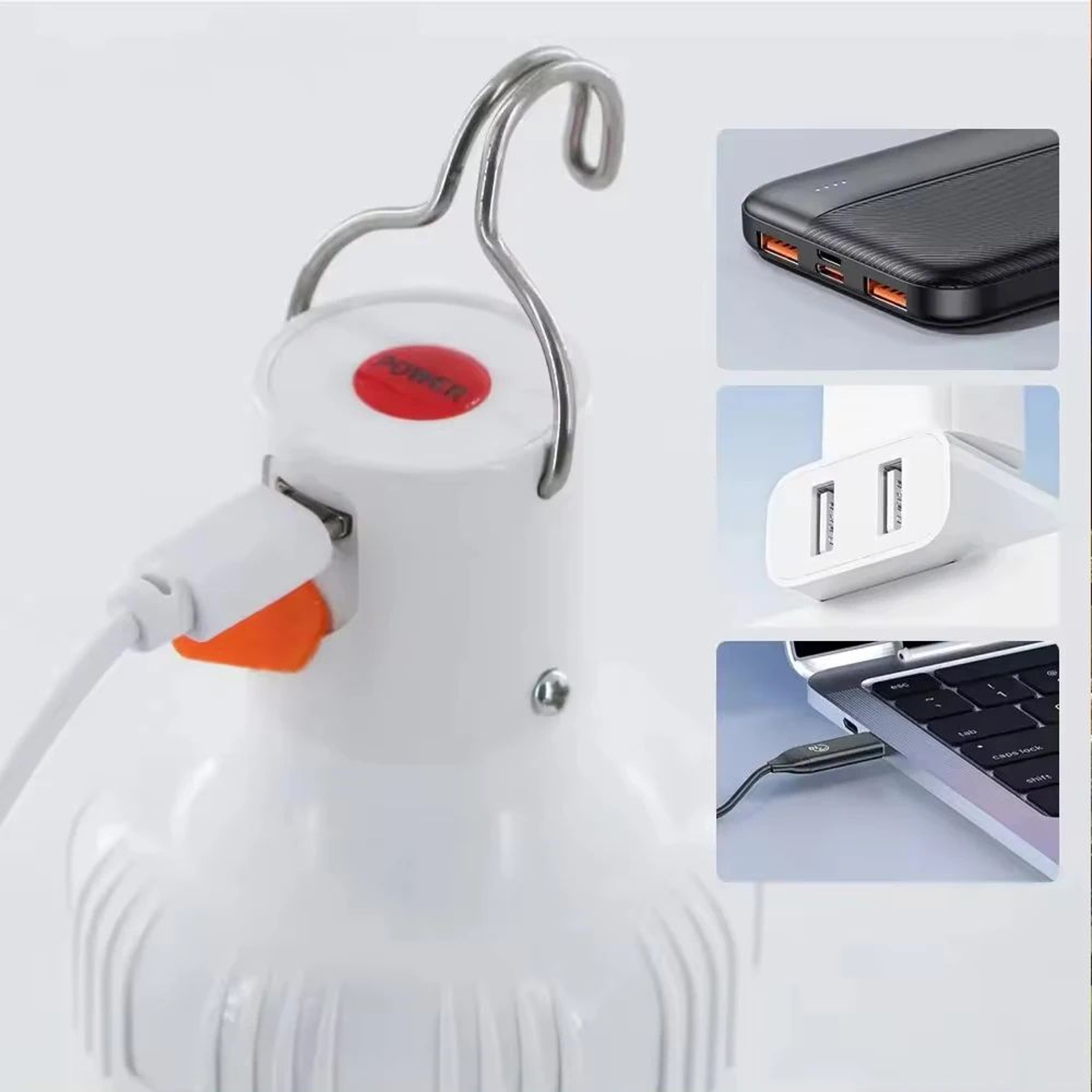 USB Rechargeable LED Camping Light Bulb 30W60W100W  Portable Emergency Lantern With Hook For Outdoo 4