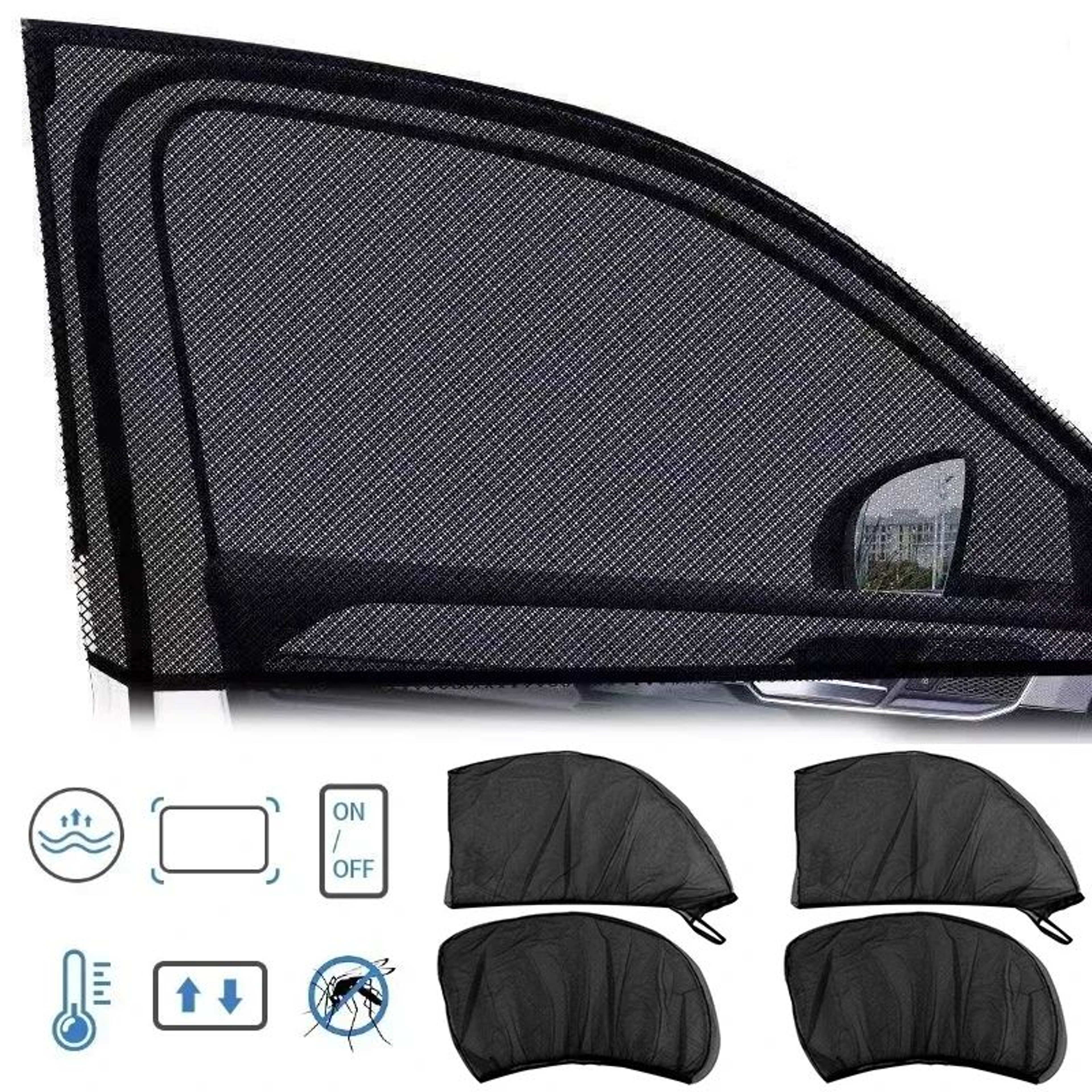 Stretch Mesh Car Window Sunshade  Breathable Mosquito Screen Privacy Curtain UV Protection For Side 2