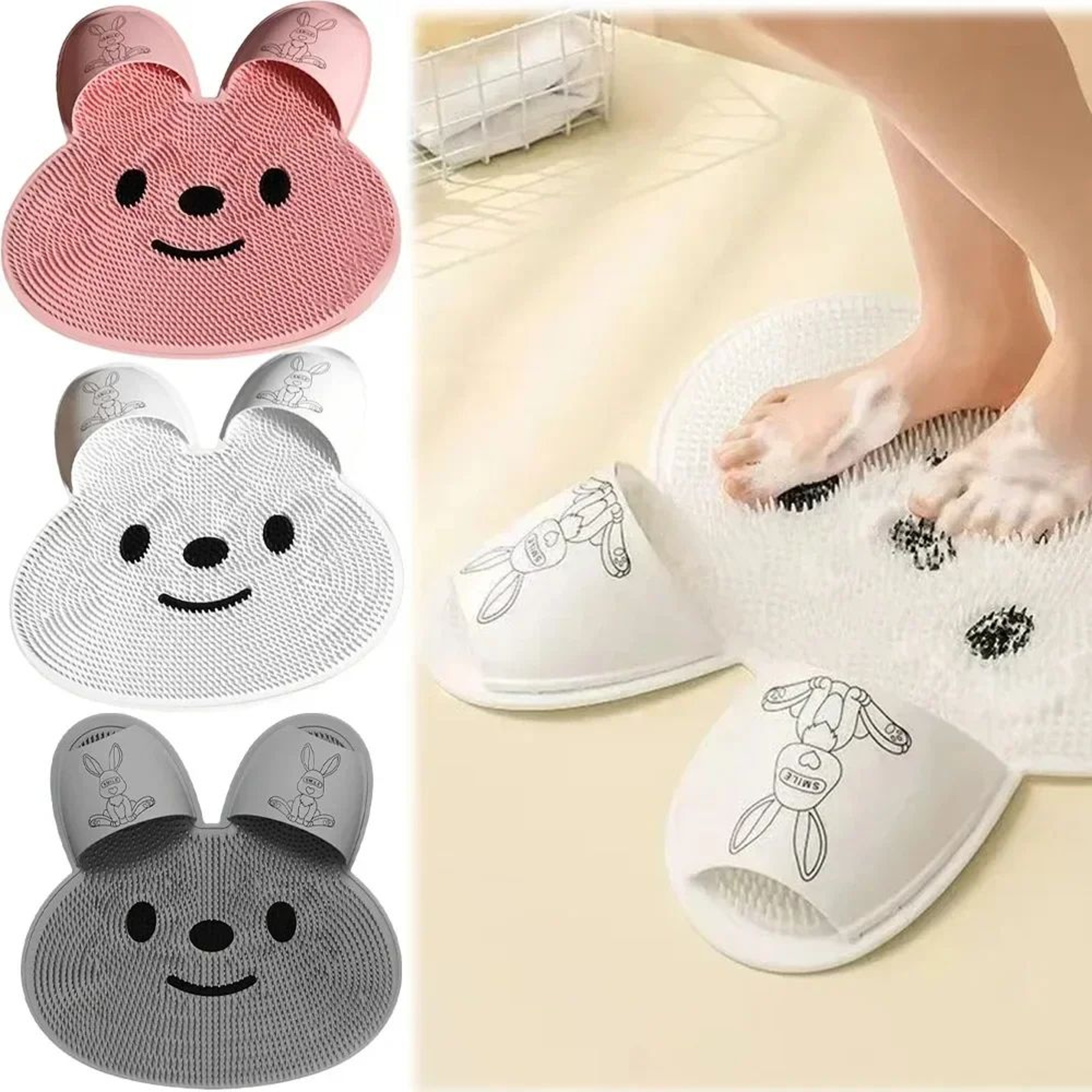 Silicone Foot Scrubber Shower Mat  NonSlip TPR Foot Massage  Cleaning Mat For Bathroom  Shower 5
