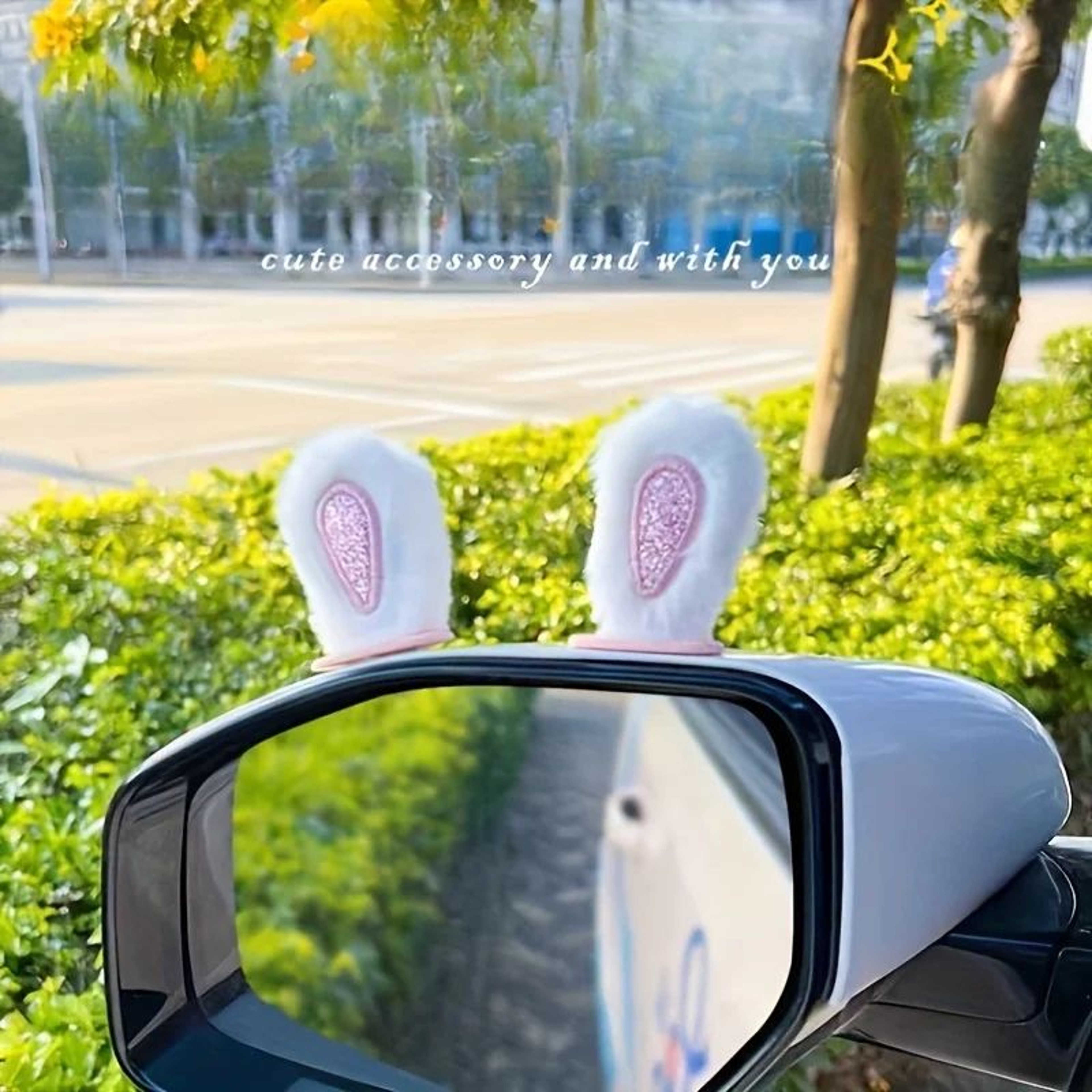 1 Pair 24 In Plush Rabbit Ears Car Mirror Ornament  Cute Interior Rearview Mirror Decoration Access 4
