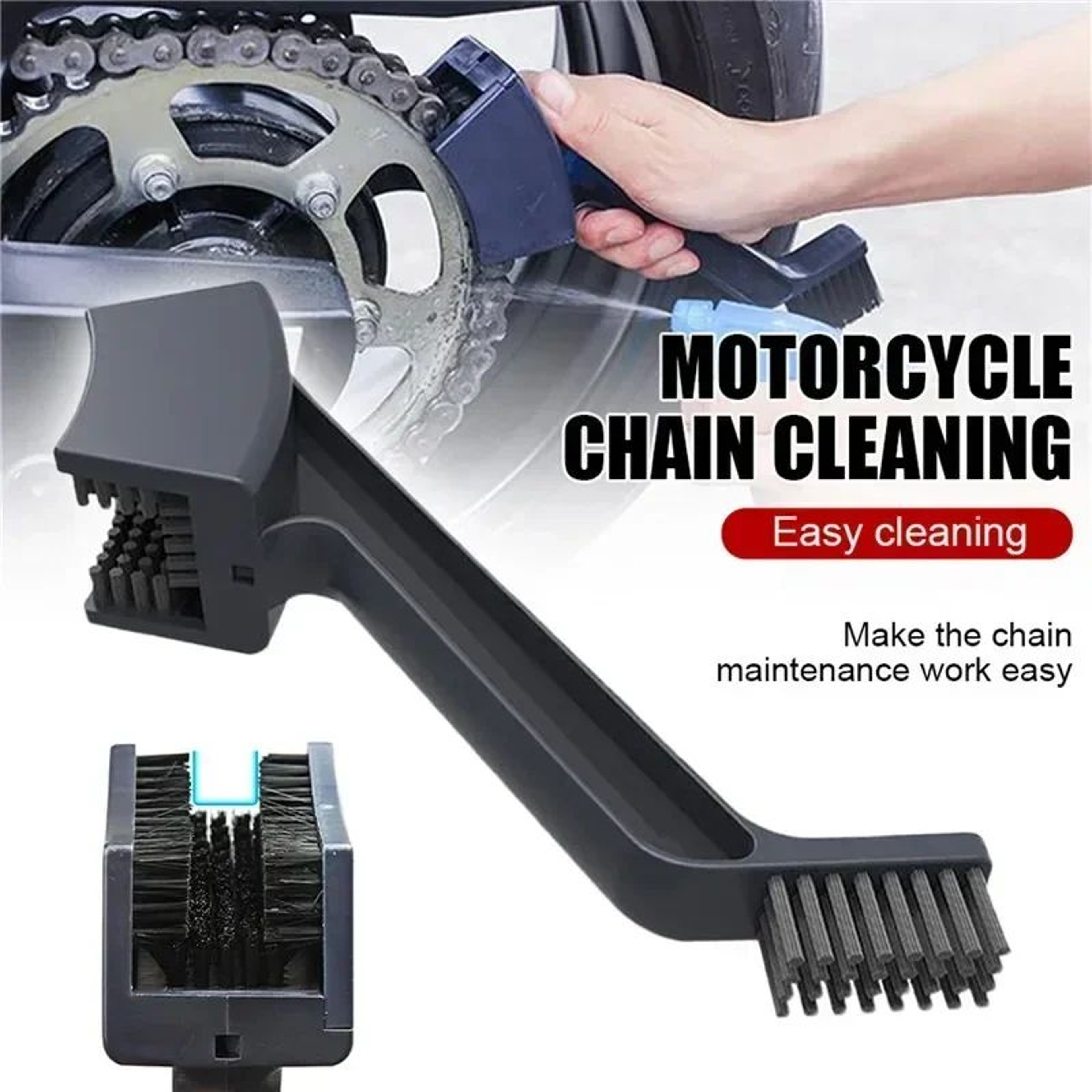 Motorcycle  Bicycle Chain Cleaning Brush  3Sided Nylon Chain Flywheel Gear  Sprocket Cleaning Tool 1