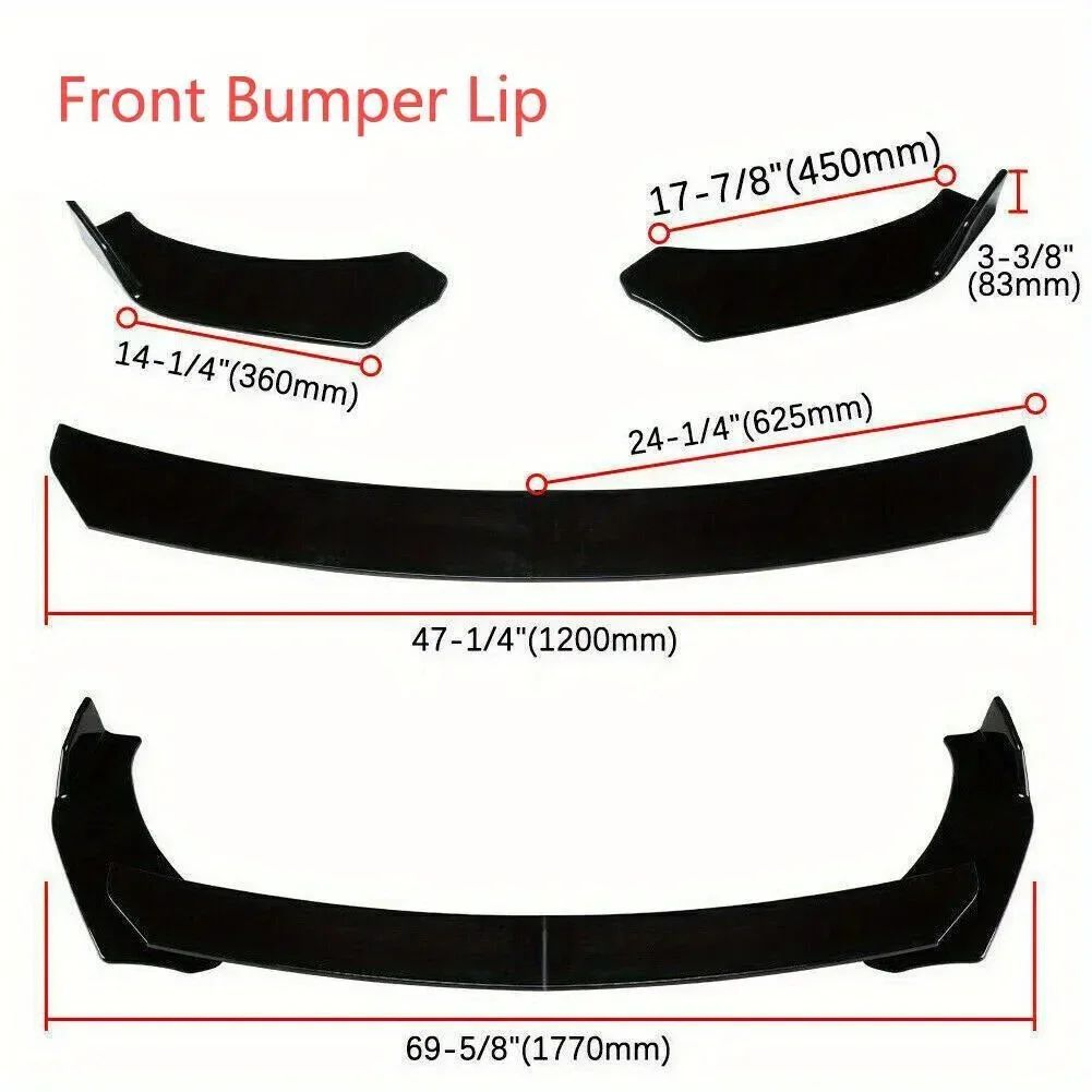 Universal Front Bumper Lip Spoiler Kit Car Front Splitter Diffuser AntiCollision Body Kit For Sedan 5