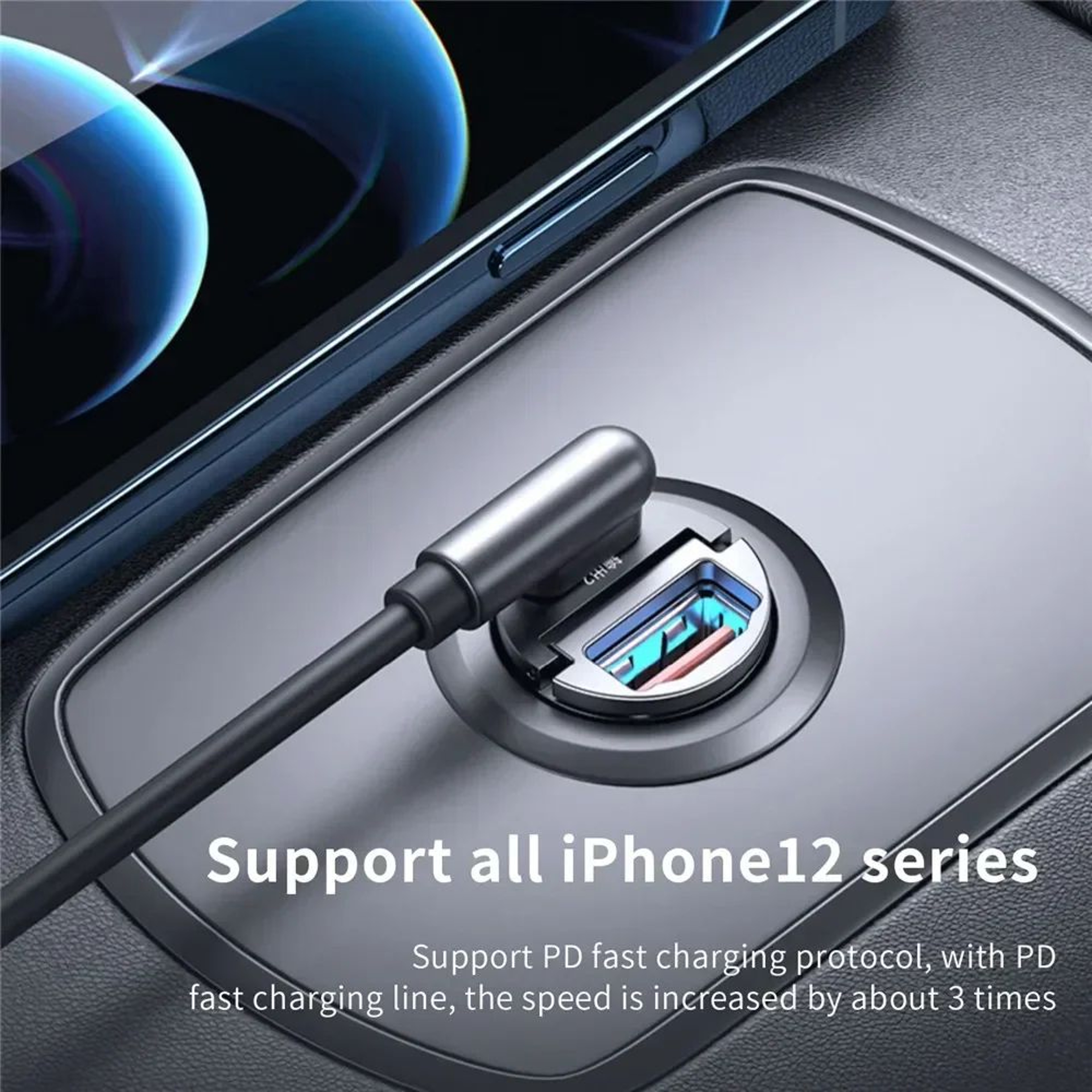200W Mini USB Car Charger  Super Fast Invisible Cigarette Lighter Adapter With Dual USB Charging Po 2