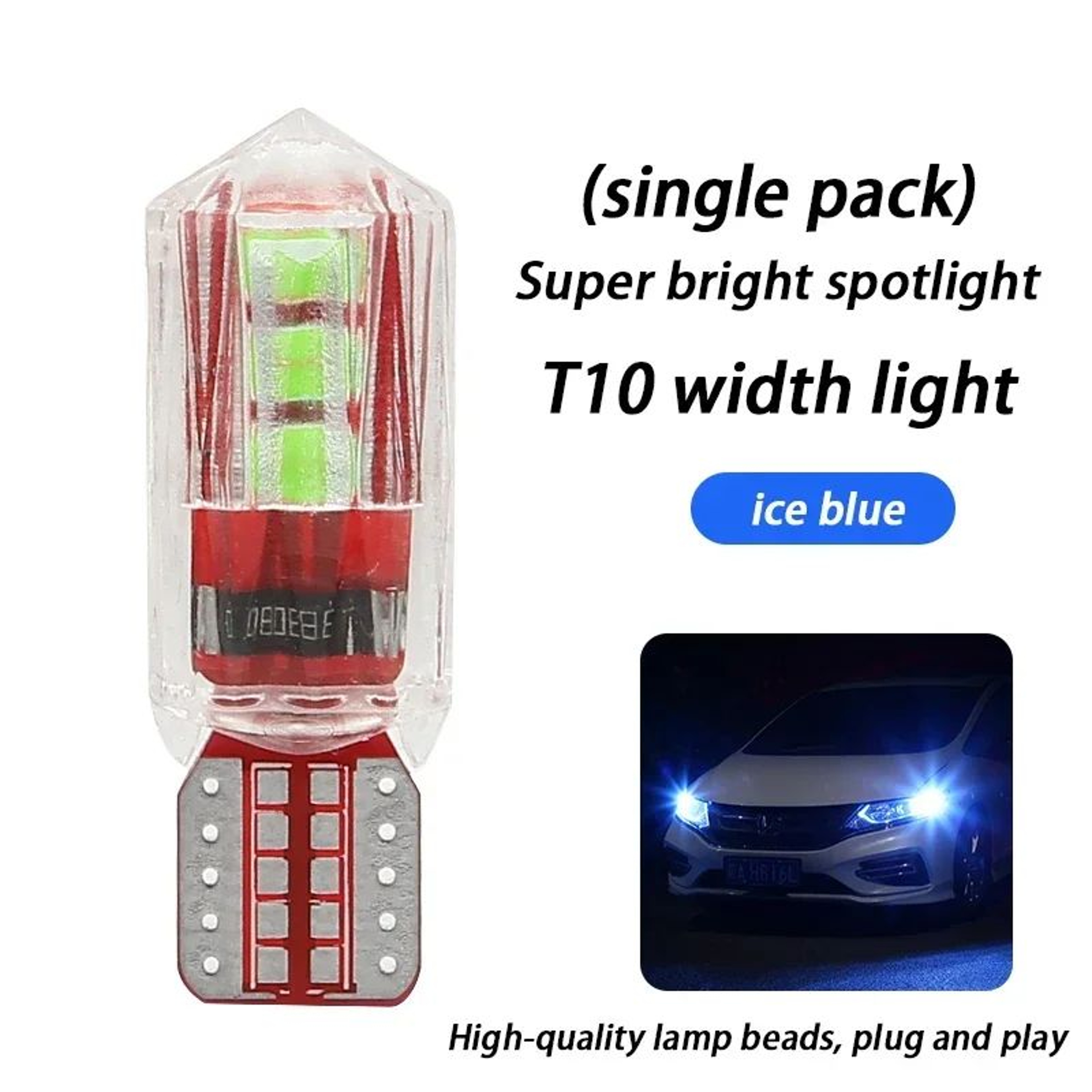 T10 Ice Blue LED Car Bulb  Super Bright 12V PlugandPlay Interior License Plate Reading  Clearance L 6