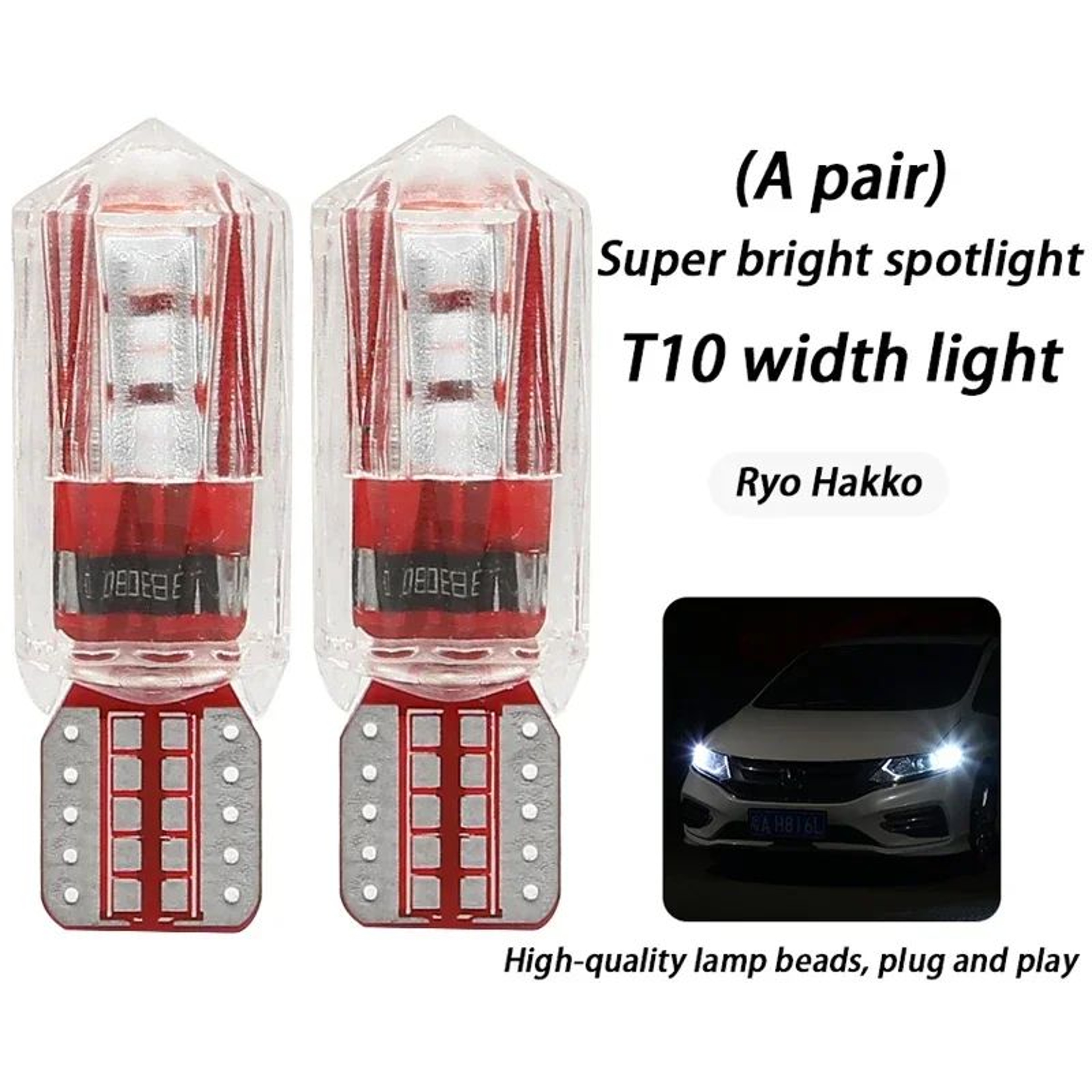 T10 Ice Blue LED Car Bulb  Super Bright 12V PlugandPlay Interior License Plate Reading  Clearance L 18