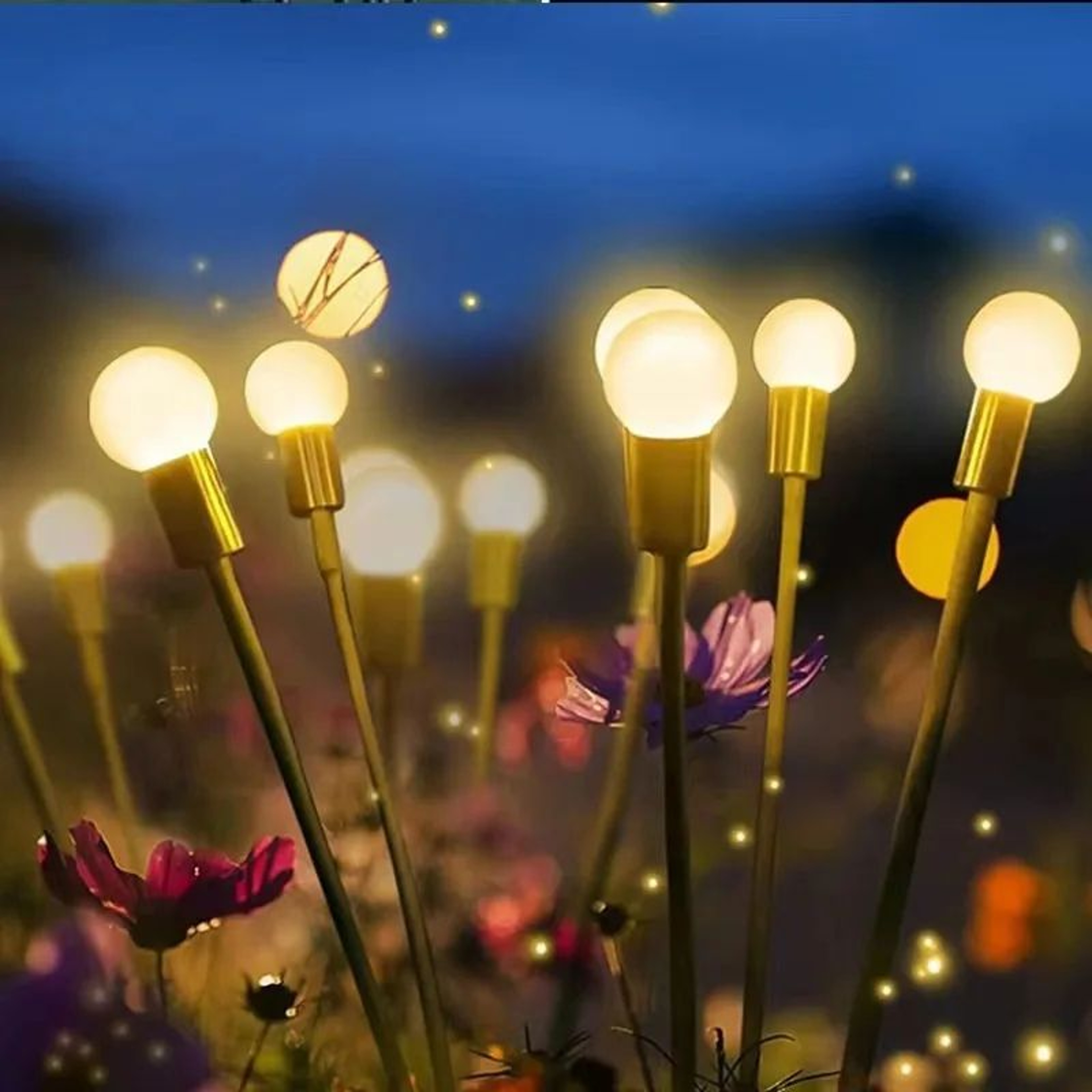 10 LED Solar Firefly Garden Lights  IP65 Waterproof Swaying Outdoor Landscape Lights With Warm  Col 2