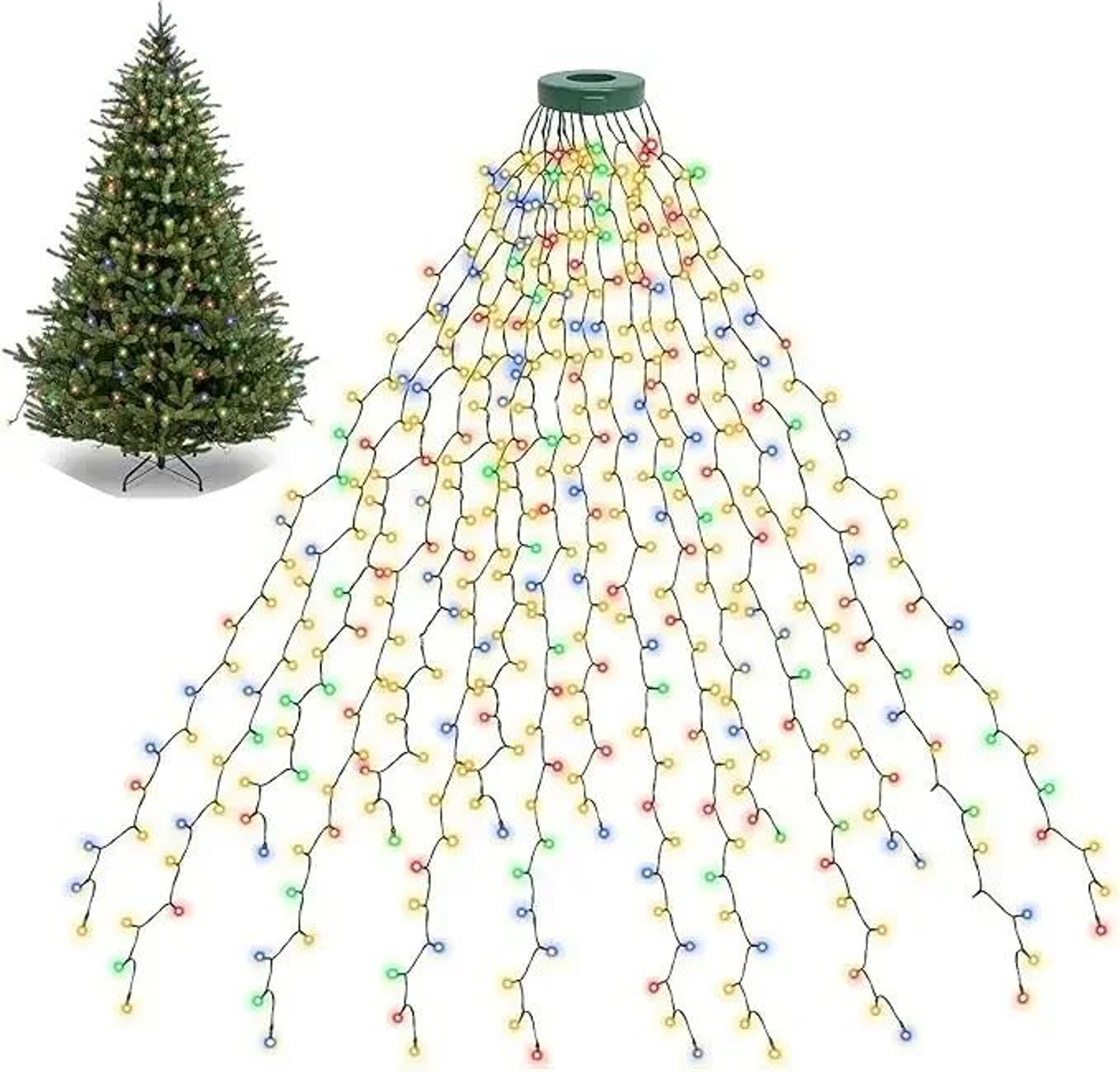 49 Ft66 Ft98 Ft LED Ring Christmas Tree Lights  Waterproof 8Mode Waterfall String Lights For Indoor 6
