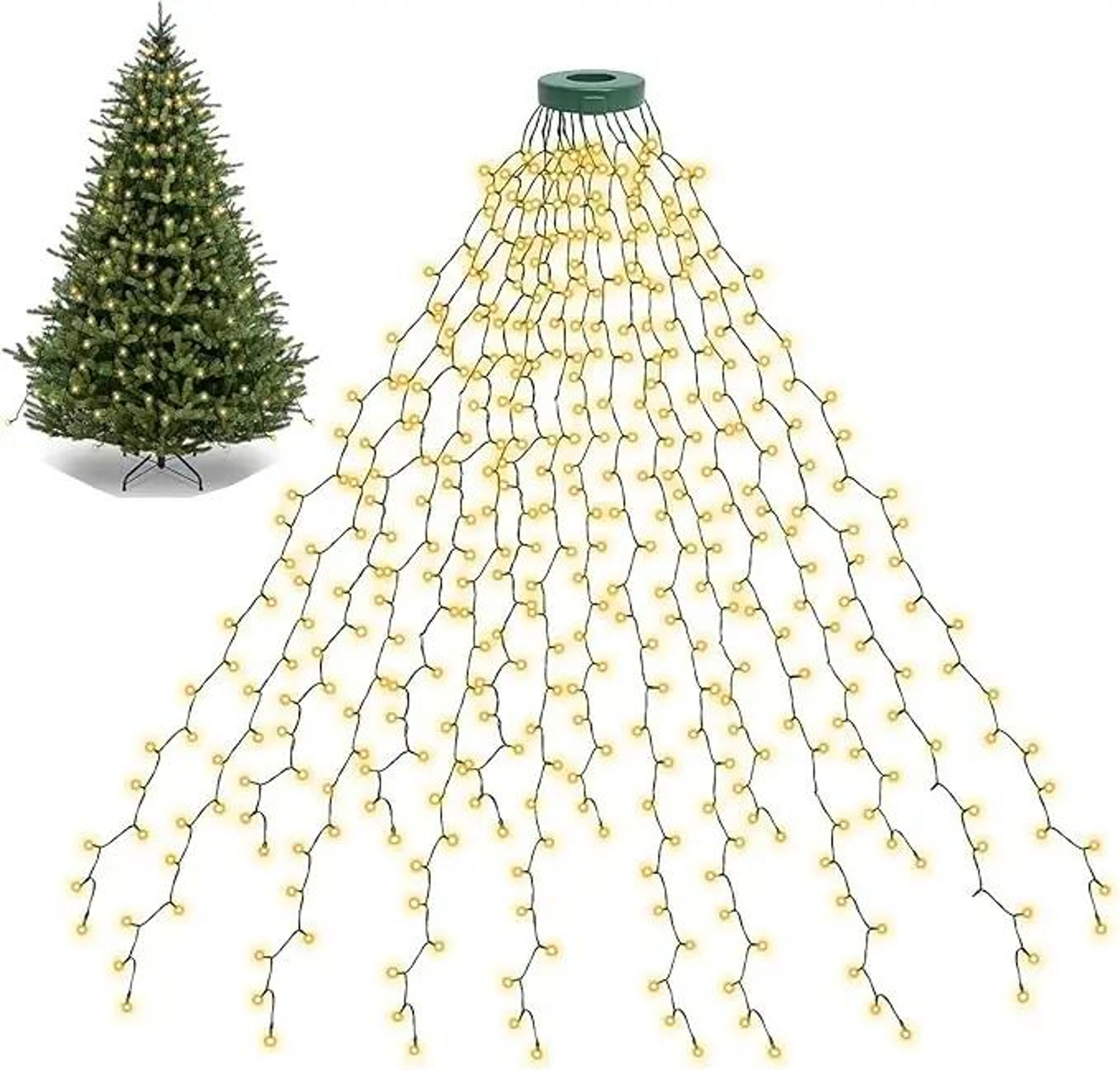49 Ft66 Ft98 Ft LED Ring Christmas Tree Lights  Waterproof 8Mode Waterfall String Lights For Indoor 7
